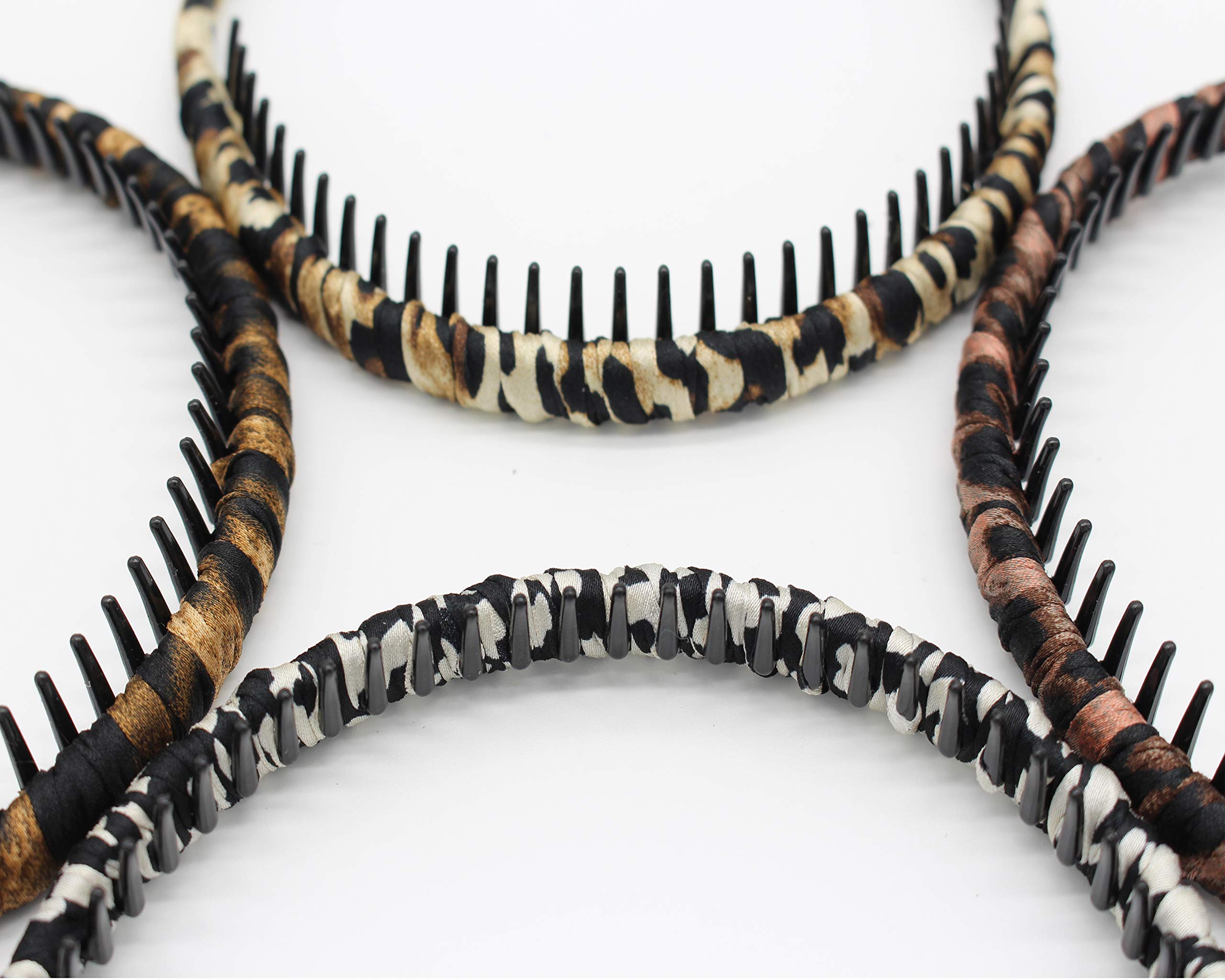 JOBAND Leopard Print hairbands,hair Headbands for women,Fashion Hair Accessories,Non-slip Resin comb teeth hair hoop ((Pack of 4