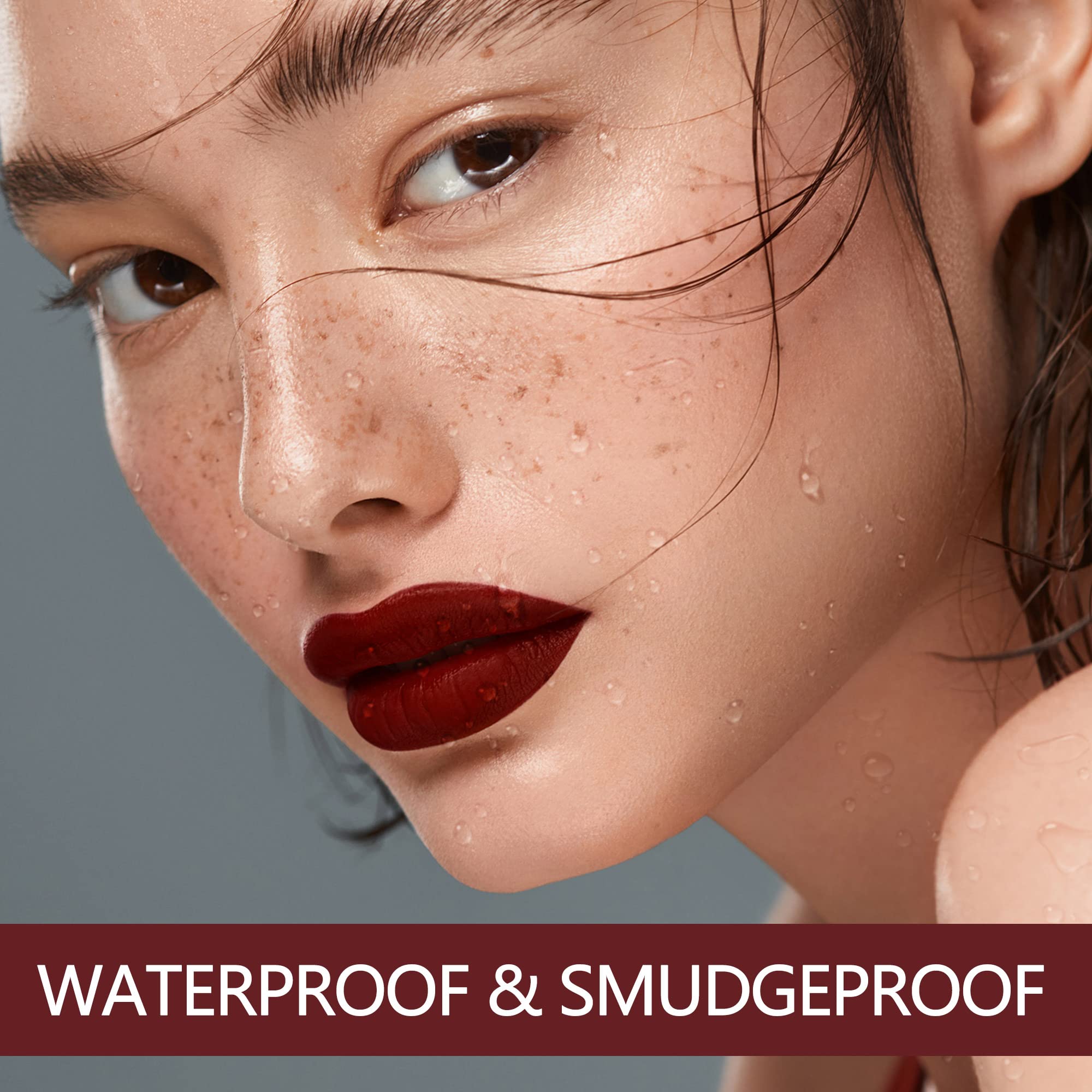 Maki Yika Burgundy Red Lipstick Matte Long Lasting, Dark Red Liquid Lipstick Smudge Proof, Vampy Matte Lips No Transfer, Cruelty