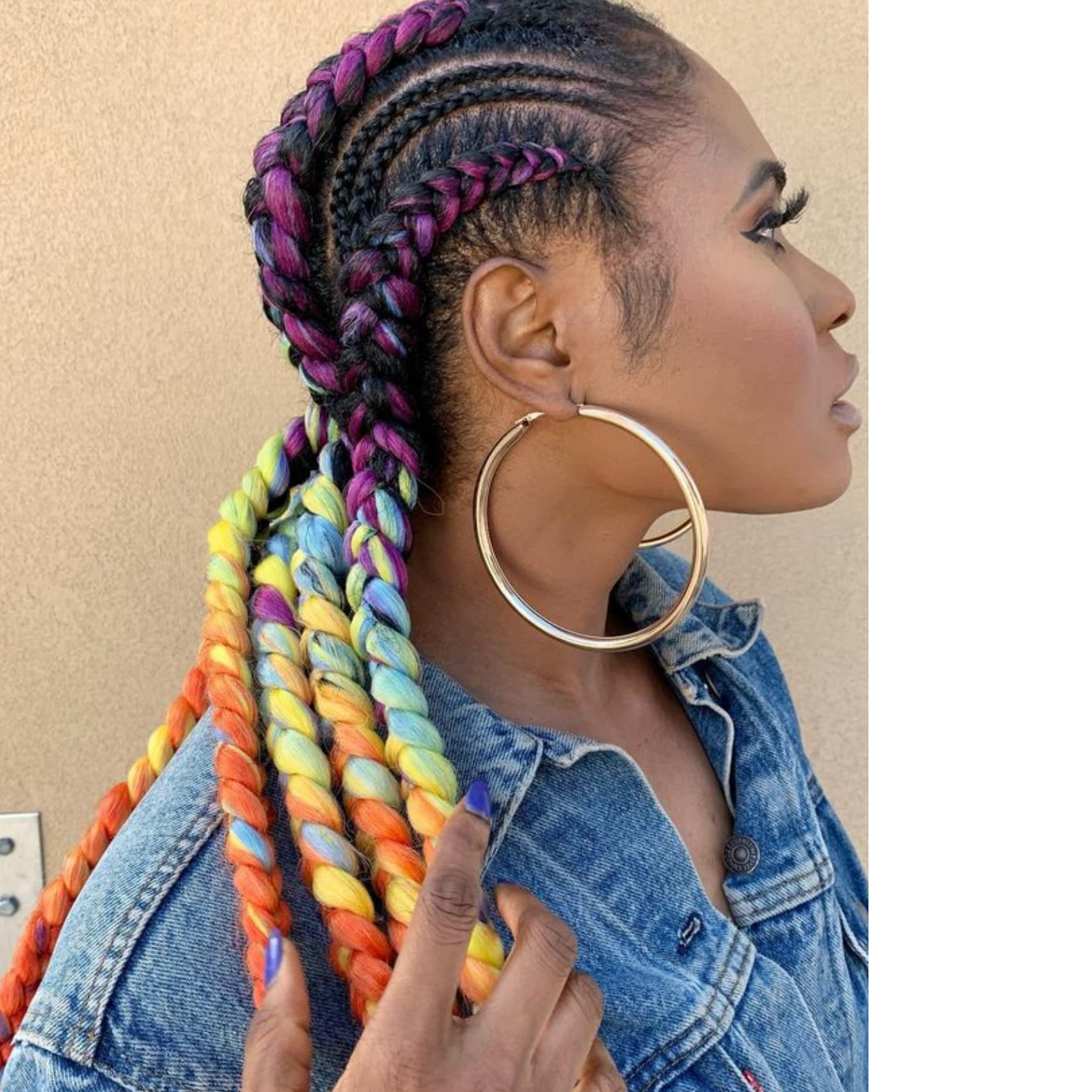Leticia Rainbow Braiding Hair Pre Stretched Human Braiding Hair Rainbow Kanekalon Braiding Hair Extensions