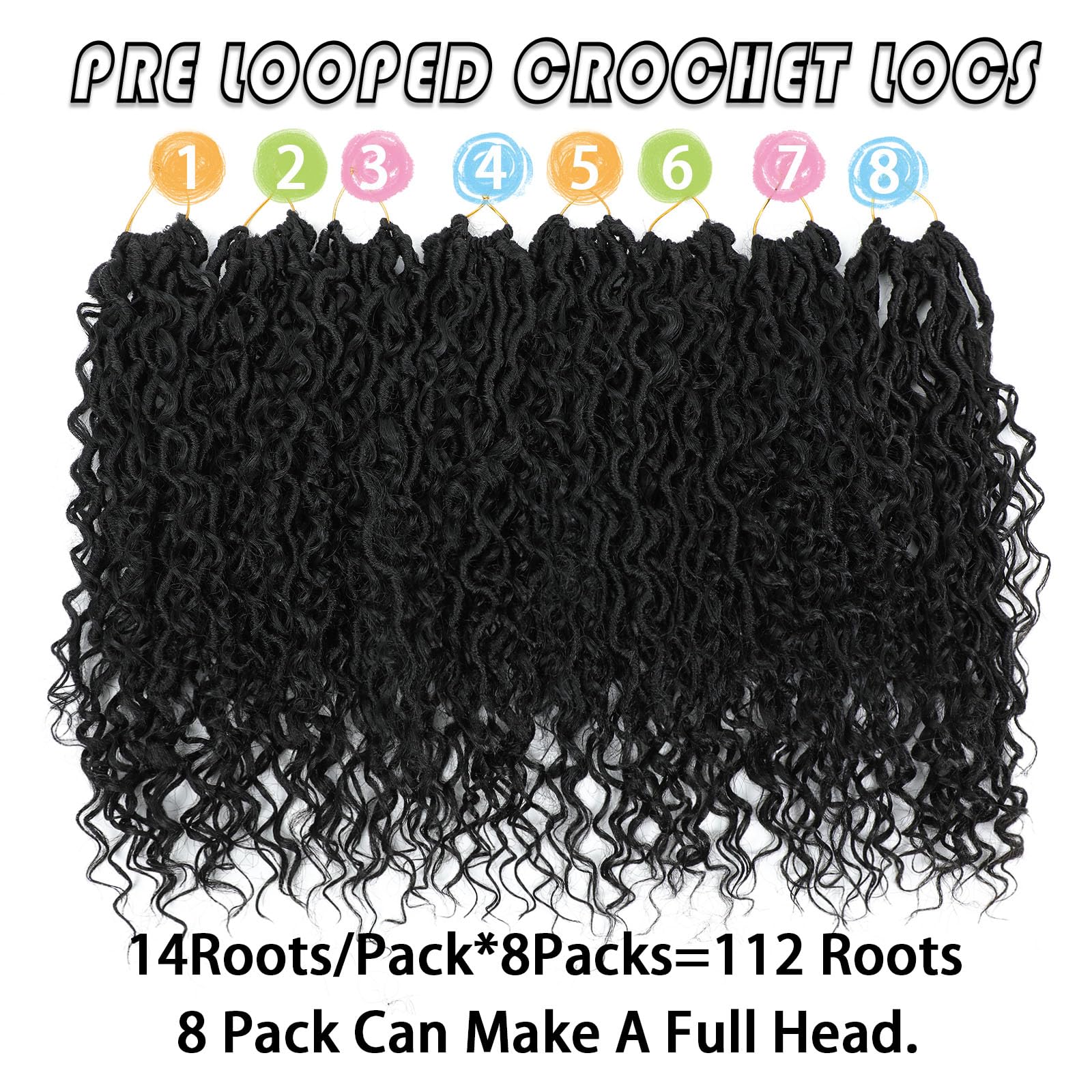 Col Bling Goddess Locs Crochet Hair 14 Inch, 8 Packs Faux Locs Crochet Hair Pre Looped For Women, Boho Crochet Locs With Curly E