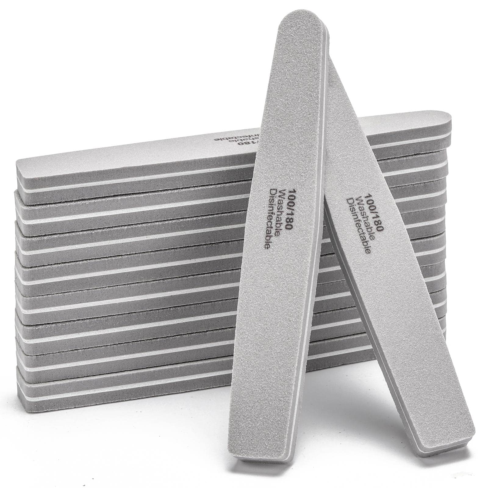 Nail Buffers Blocks 10 Pcs Double Sided Professional Nail File 100/180 Grit for Acrylic/Natural Nails, Gray