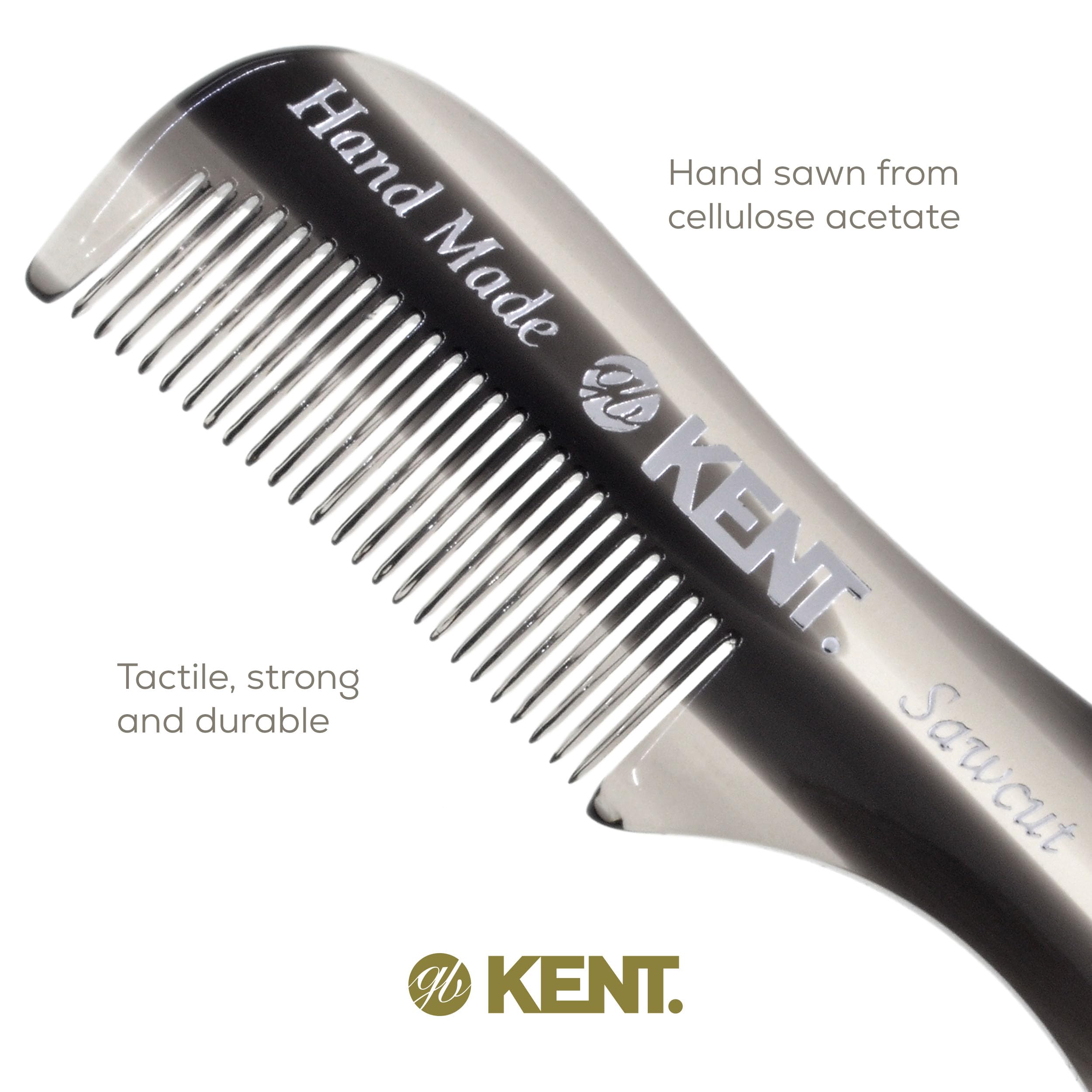 Kent A 81T Graphite X-Small Men'S Beard Mustache Pocket Comb, Fine Toothed For Facial Hair Grooming And Styling. Hand-Made Of Qu