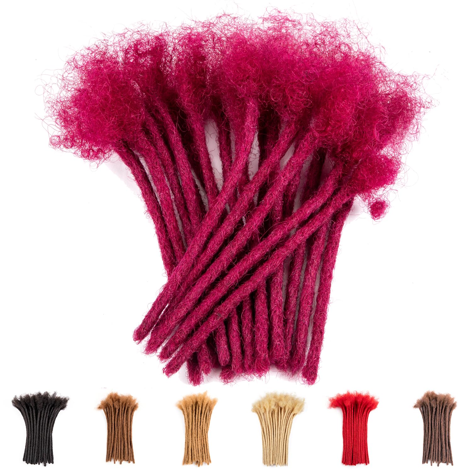 Teresa 4 Inch 0.4cm Width Loc Extension Human Hair #Burgundy 70 Strands Full Hand-made Permanent Locs Extensions Can Be Dyed and