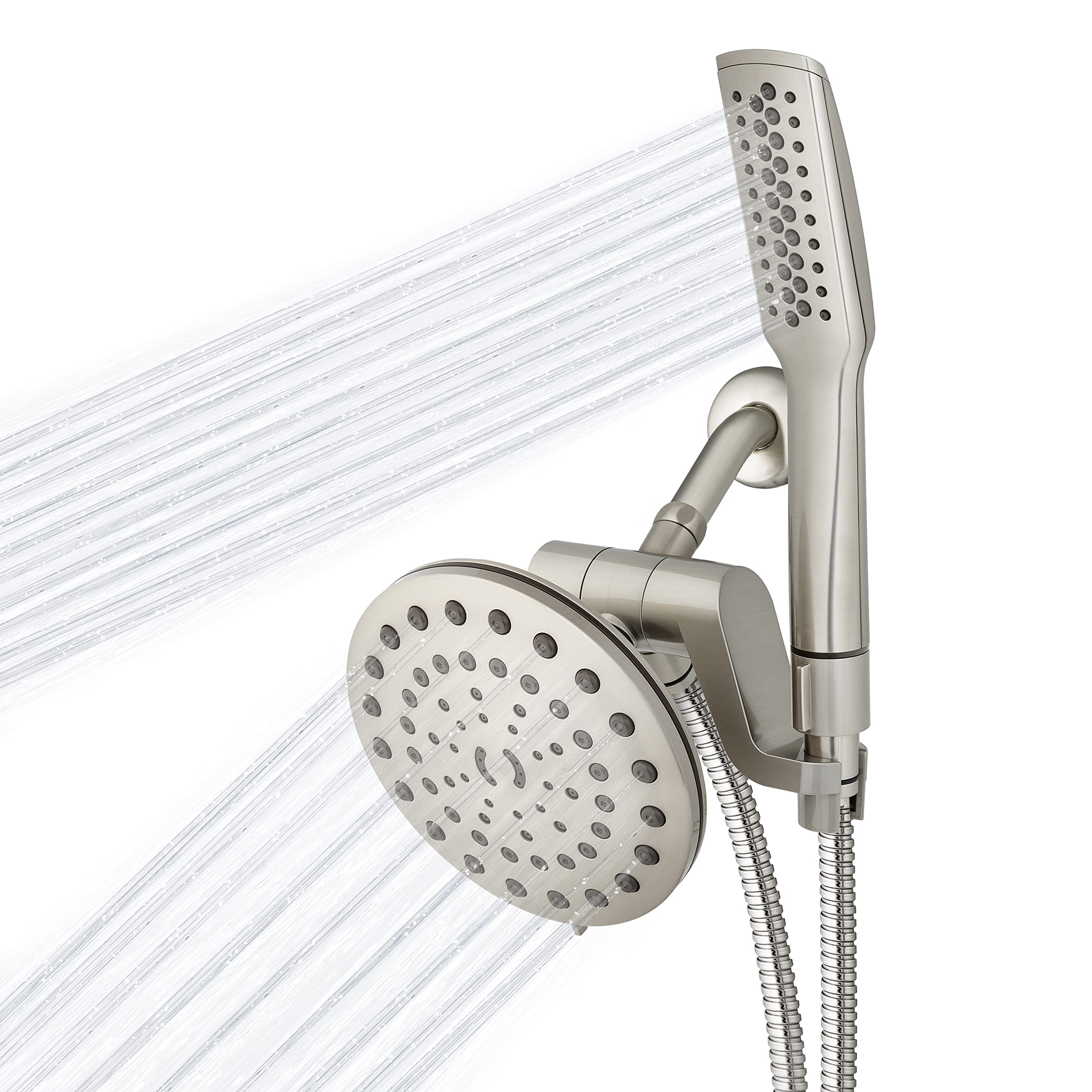 Waterpik High Pressure Pulsating Shower Wand And Rain Shower Head Combo With Extra-Long 8-Foot Metal Hose, Hairwand Pulse Spa Sy