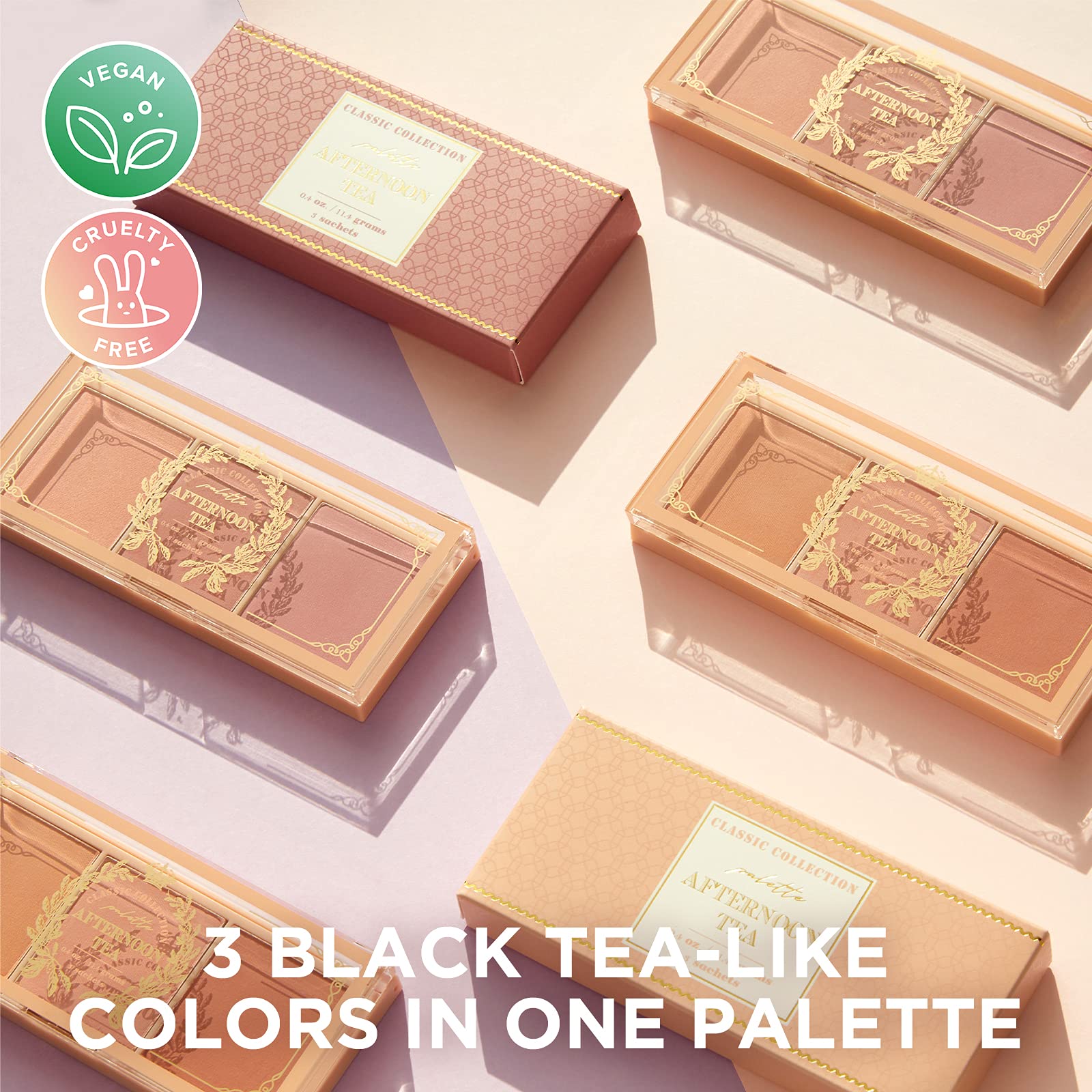 I'M Meme Palette - Afternoon Tea Blusher | Fruit Flavor For Cheek, Soft Pink, Peach, Lavender, 3 Shades Palette, Matte Powder Bl