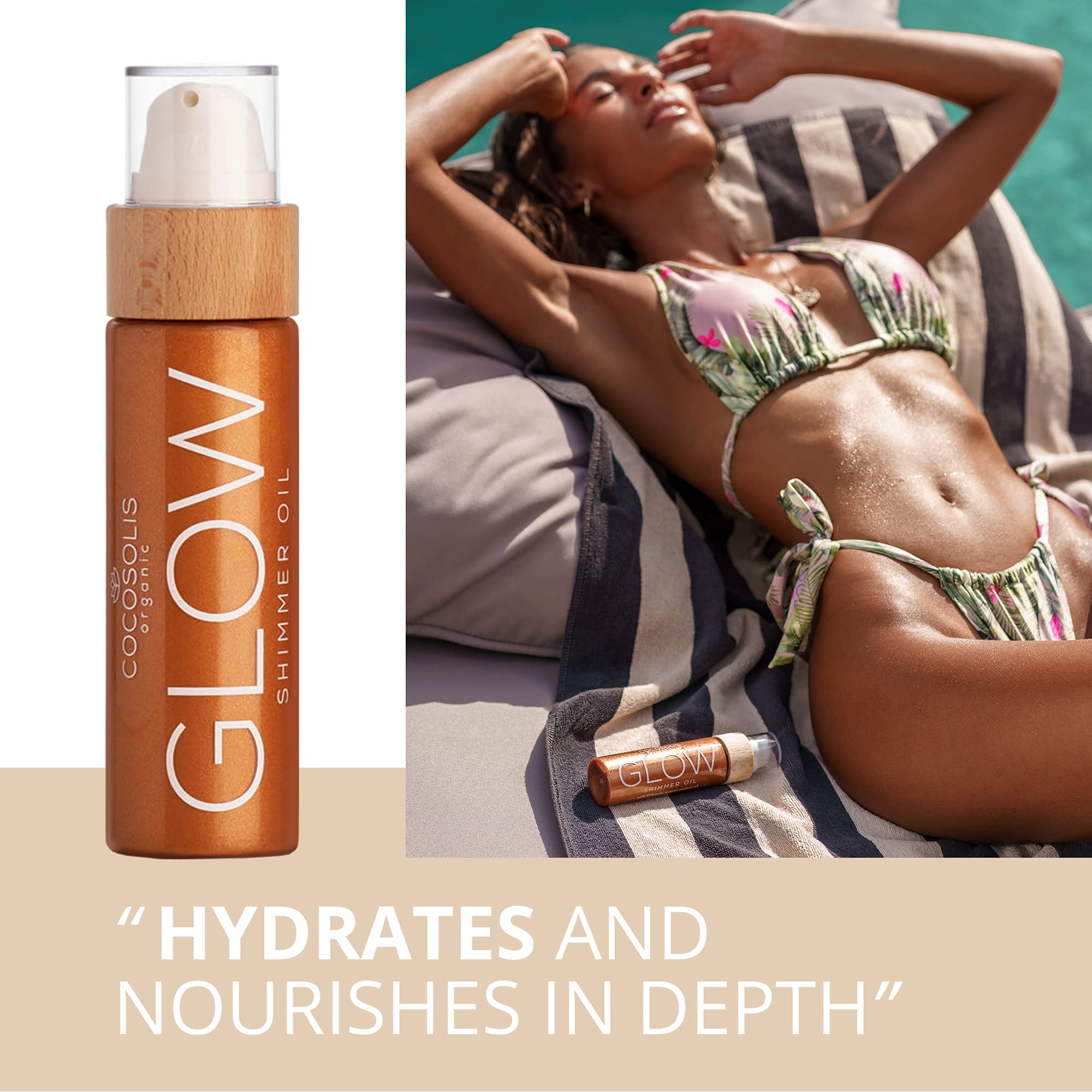 COCOSOLIS GLOW Shimmer Oil  Illuminizing Natural Dry Oil With Shiny Particles  Leaves The Skin Glowing & Enhances a Golden Tan