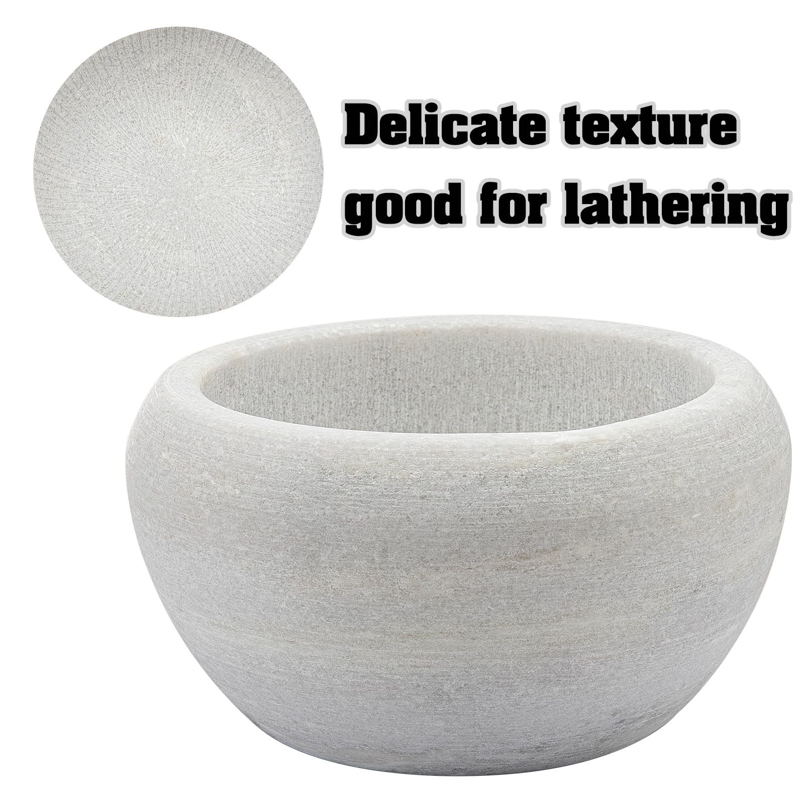 Charmman Shaving Soap & Cream Bowl For Men, Natural White Marble Stone, Heat Preservation, Easier To Whip Up A Fantastic Foam Wi
