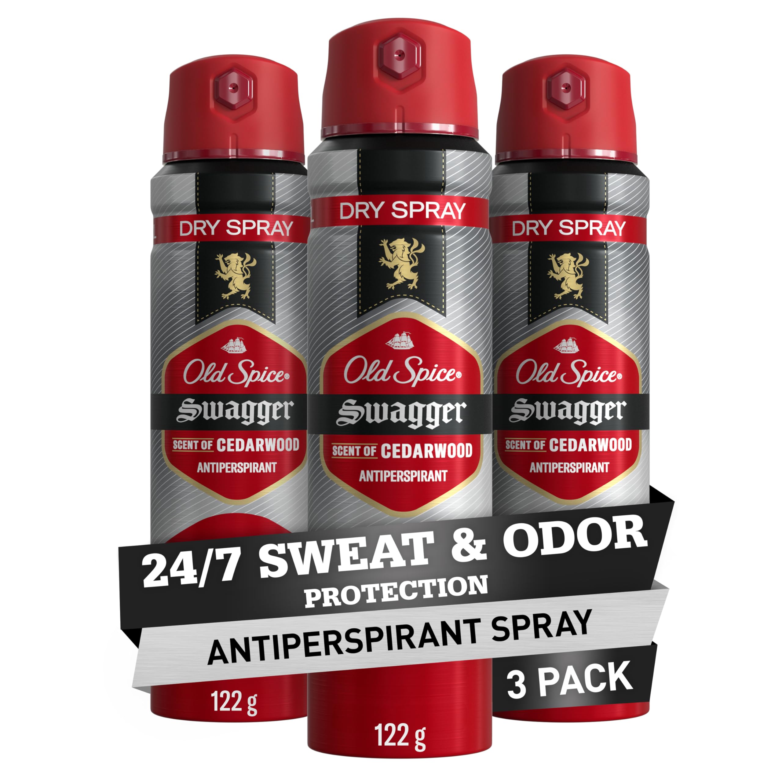 Old Spice Men 'S Antiperspirant & Deodorant Invisible Dry Spray Stronger Swagger, 24/7 Odor Protection, 4.30Oz (Pack Of 3)