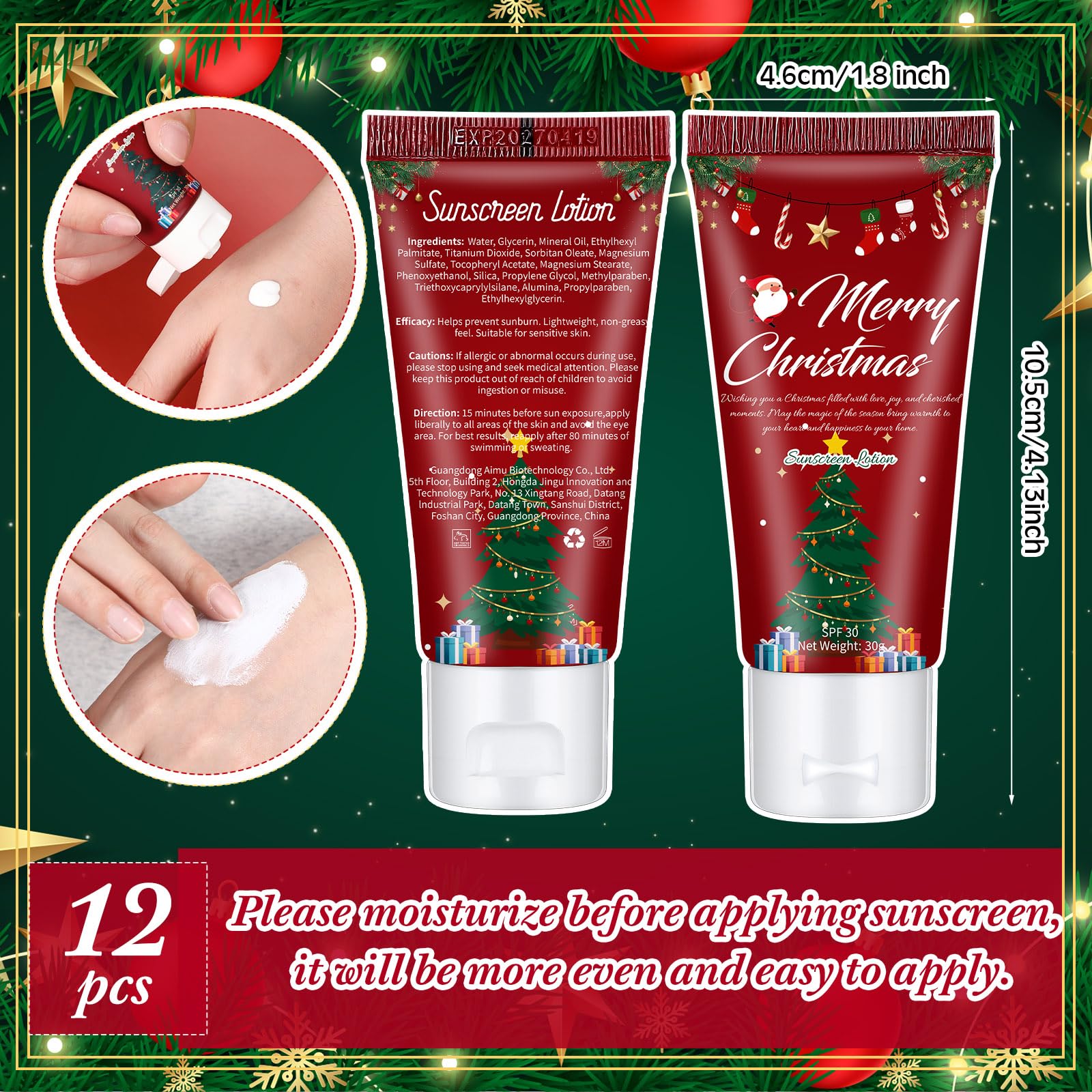 Dansib 12 Pcs Mini Sunscreen Bulk Travel Size for Christmas Gifts Nurse Teacher Appreciation Gifts SPF 30 Water Resistant Sunscr