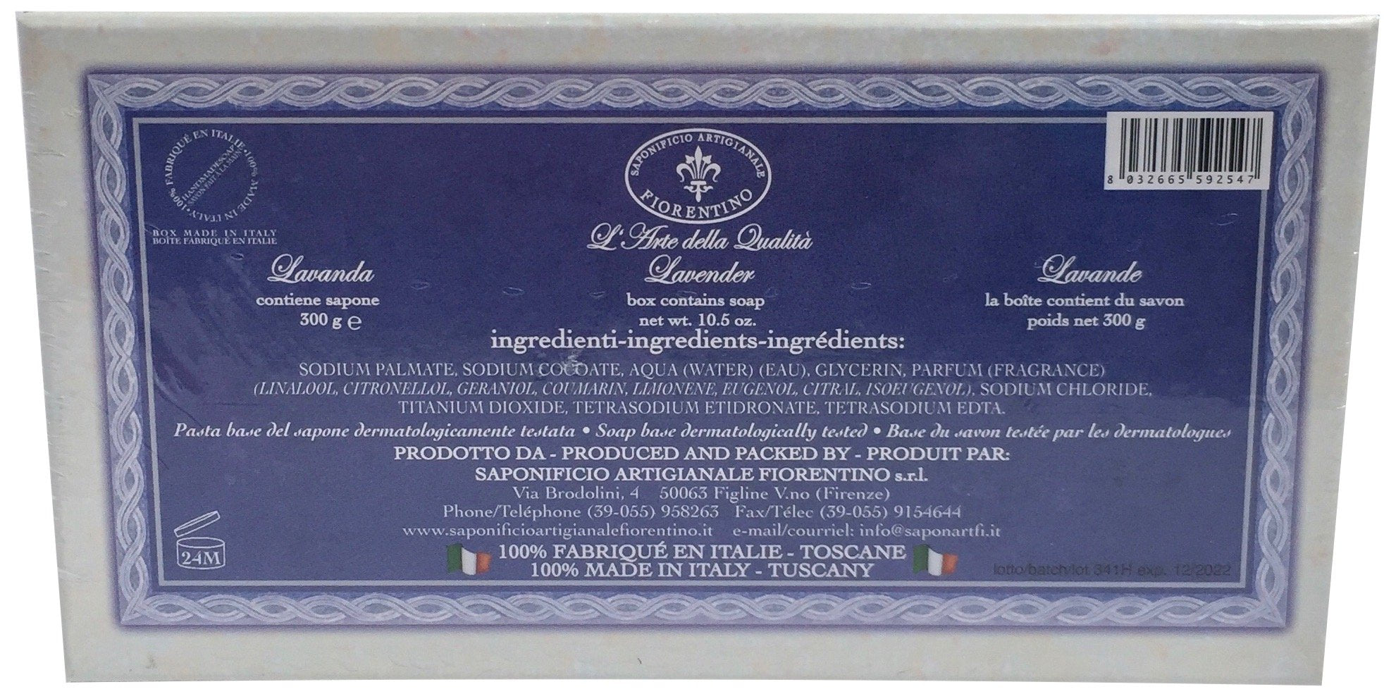 Bath Soap La Saponeria Firenze by Saponificio Artigianale Fiorentino Italian Spa Cleanser Made In Tuscany 10.5 Ounce Decorative