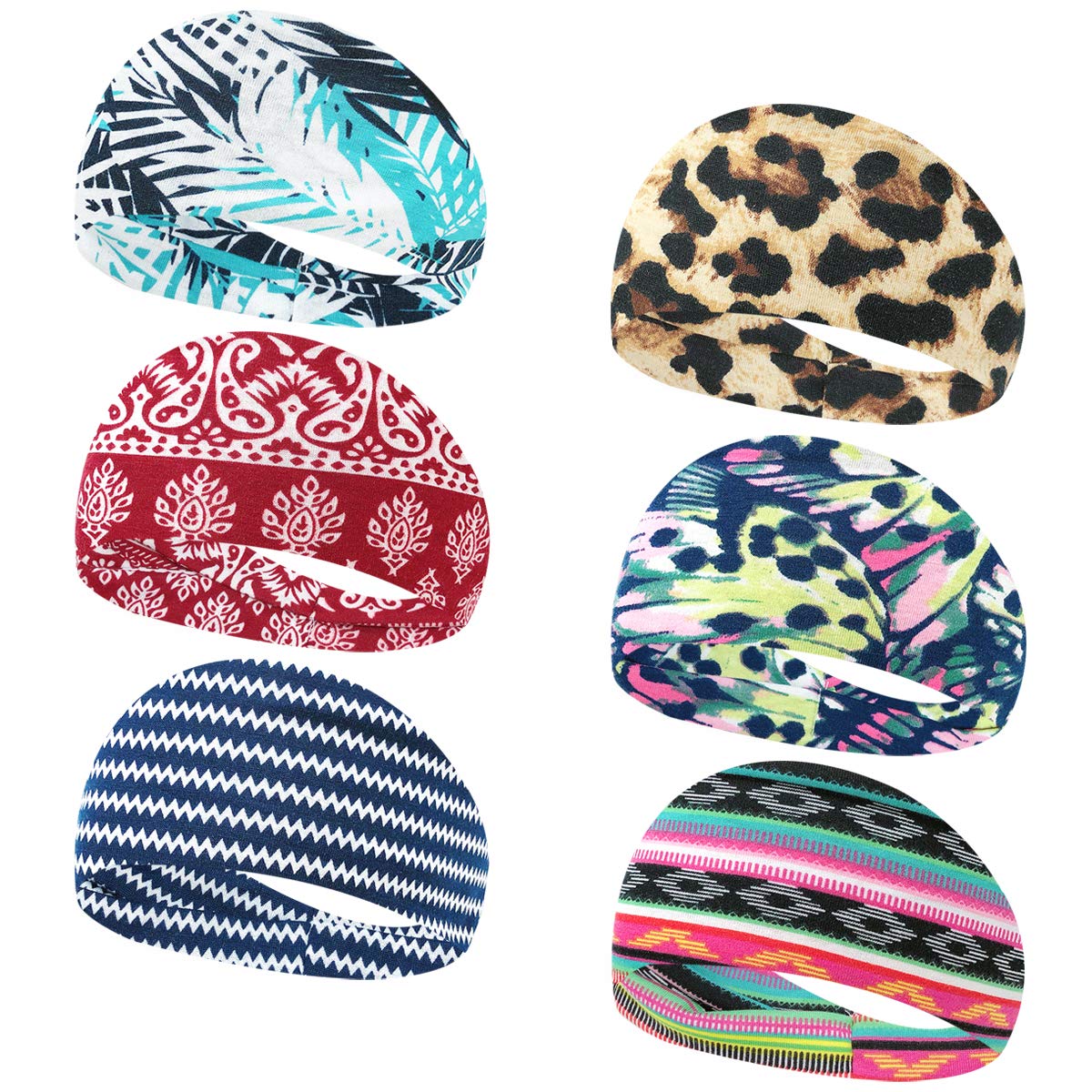 allydrew 6 Pieces Womens Bohemian Yoga Head Wrap Headband, Travel