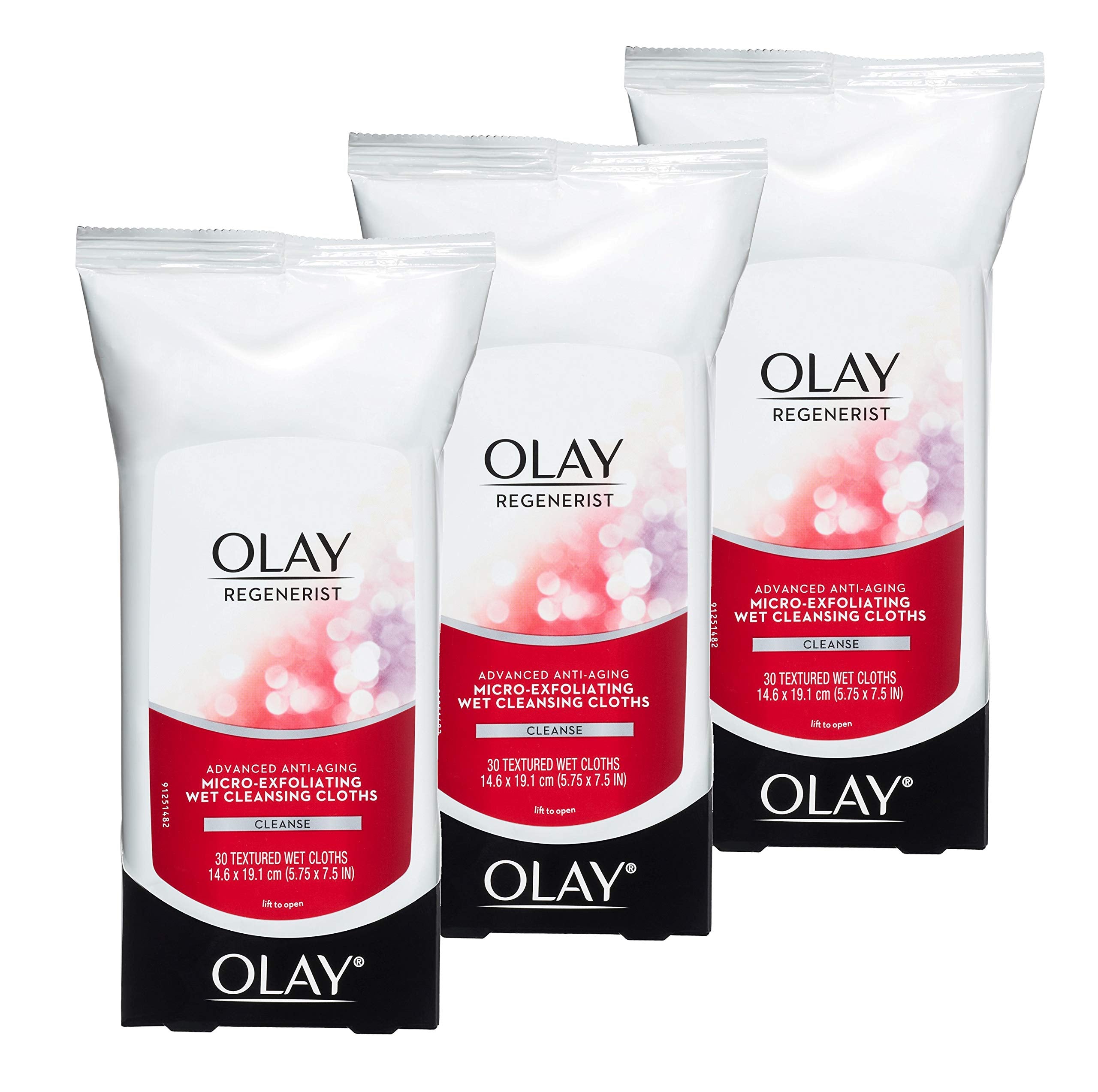 Olay Makeup Remover Wipes, Regenerist Micro-Exfoliating Wet Cleansing Cloths, Facial Cleanser for Women - Exfoliates, Refreshes,