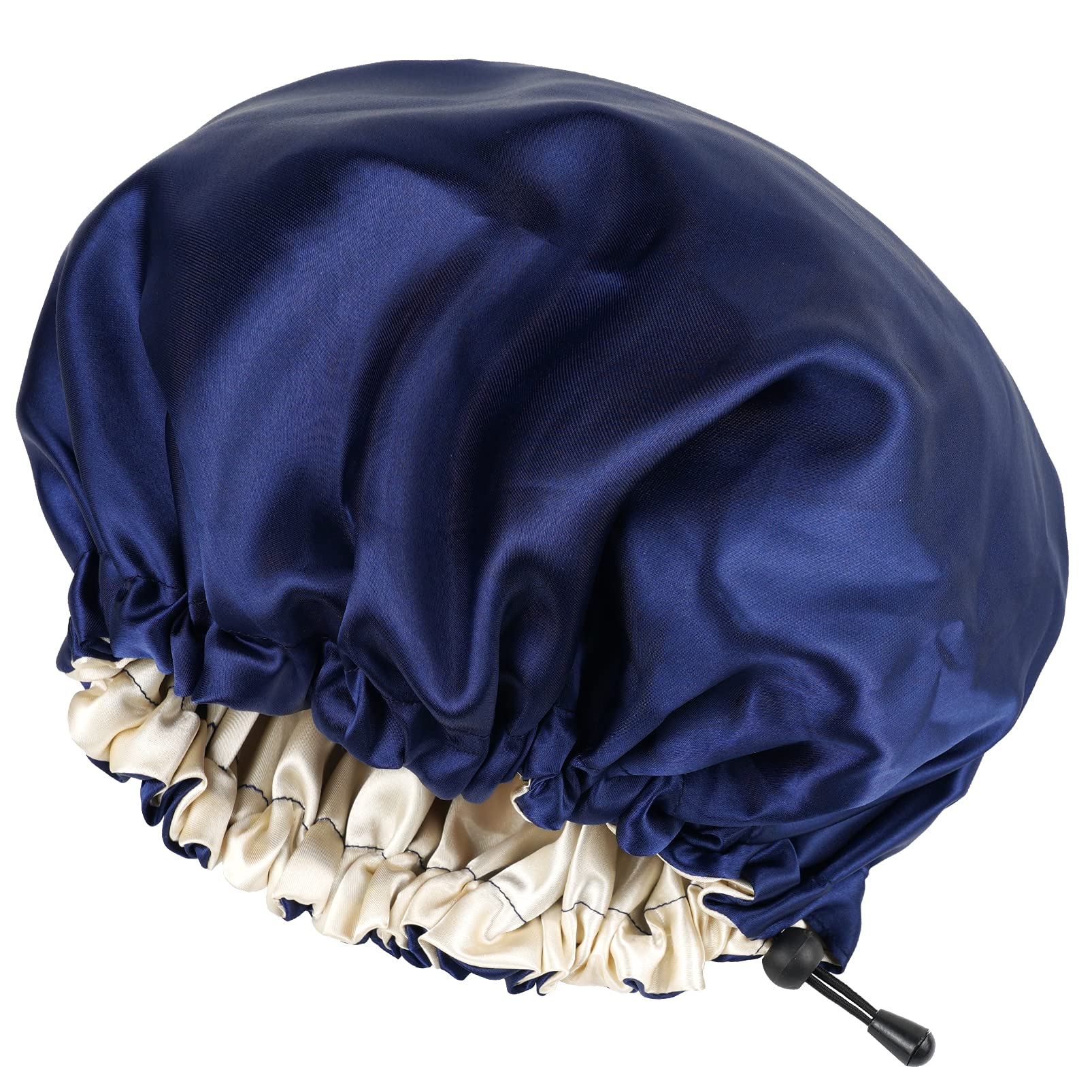 CHORHA Satin Sleep Cap,Double-Sided Adjustable Sleep Bonnet,Bonnet Cap for Sleep Navy