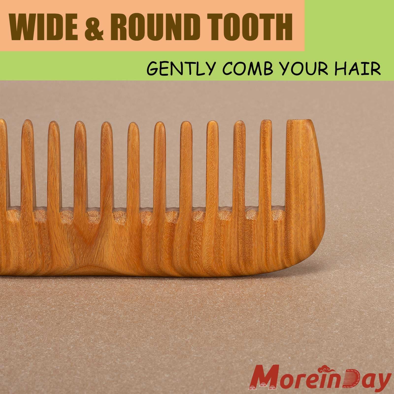 Moreinday Wooden Comb For Hair Growth, Wood Comb For Women, Wooden Wide Tooth Comb For Women, Wooden Hair Comb For Men - Green S