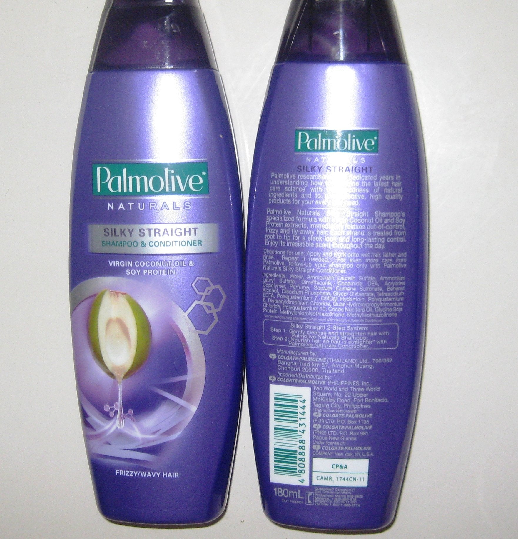 Lot of 2 Palmolive Naturals Silky Straight Shampoo & Conditioner Frizzy/Wavy Hair 180ml