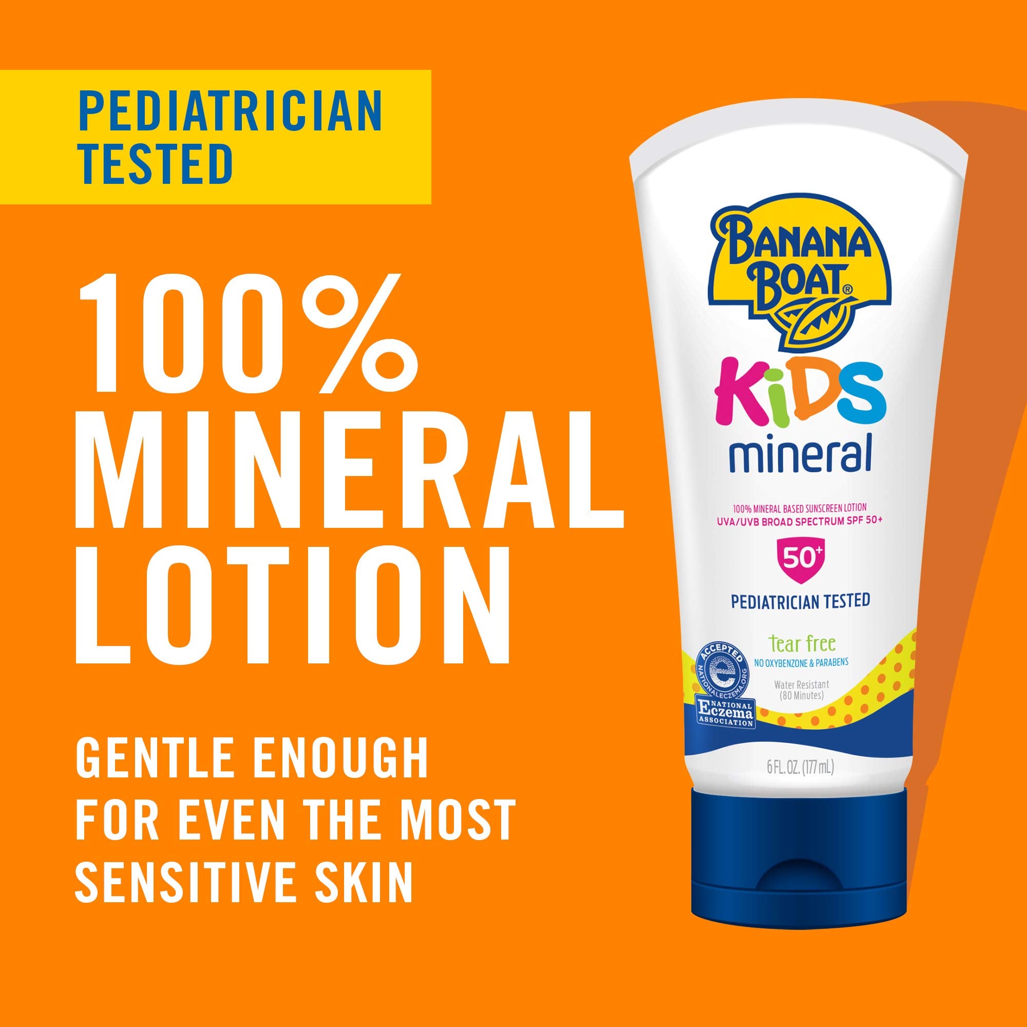 Banana Boat Kids 100% Mineral Sunscreen Lotion Spf 50, Twin Pack | Kids Sunscreen, Kids Sunblock, Banana Boat Mineral Sunscreen