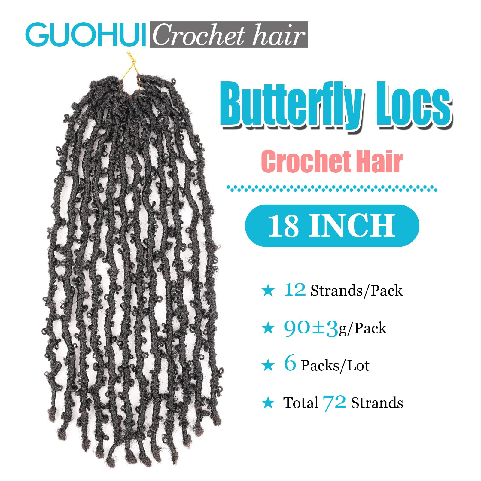 Guohui Butterfly Locs Crochet Hair 18 Inch Darkest Brown 6 Packs All Handmade Pre Looped Soft Distressed Faux Locs Braids For Wo