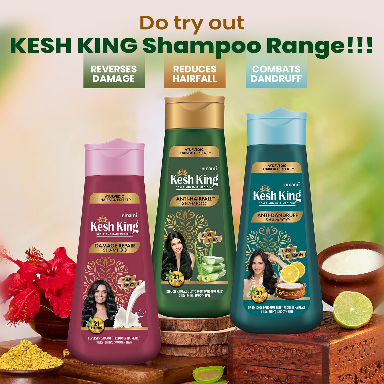 Kesh King Emami Anti Hairfall Shampoo | With Ayurvedic Herbs & Aloe Vera | Provides Healthy Nourished Scalp | For Shiny Smooth H