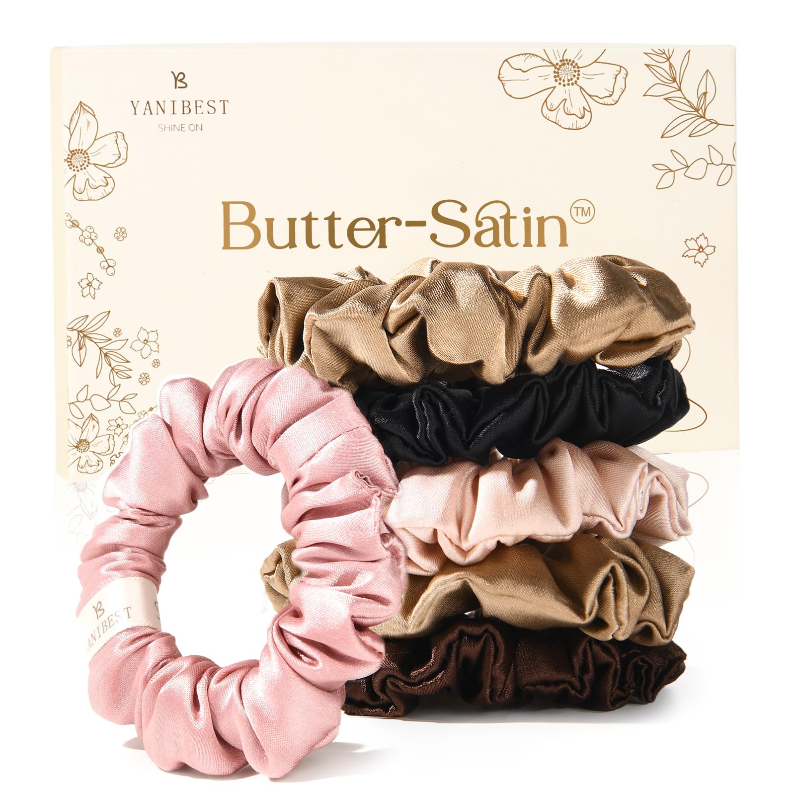 Yanibest Satin Scrunchies for Women, Hair Ties No Damage for Girls, Silk Ponytail Holders 6pcs