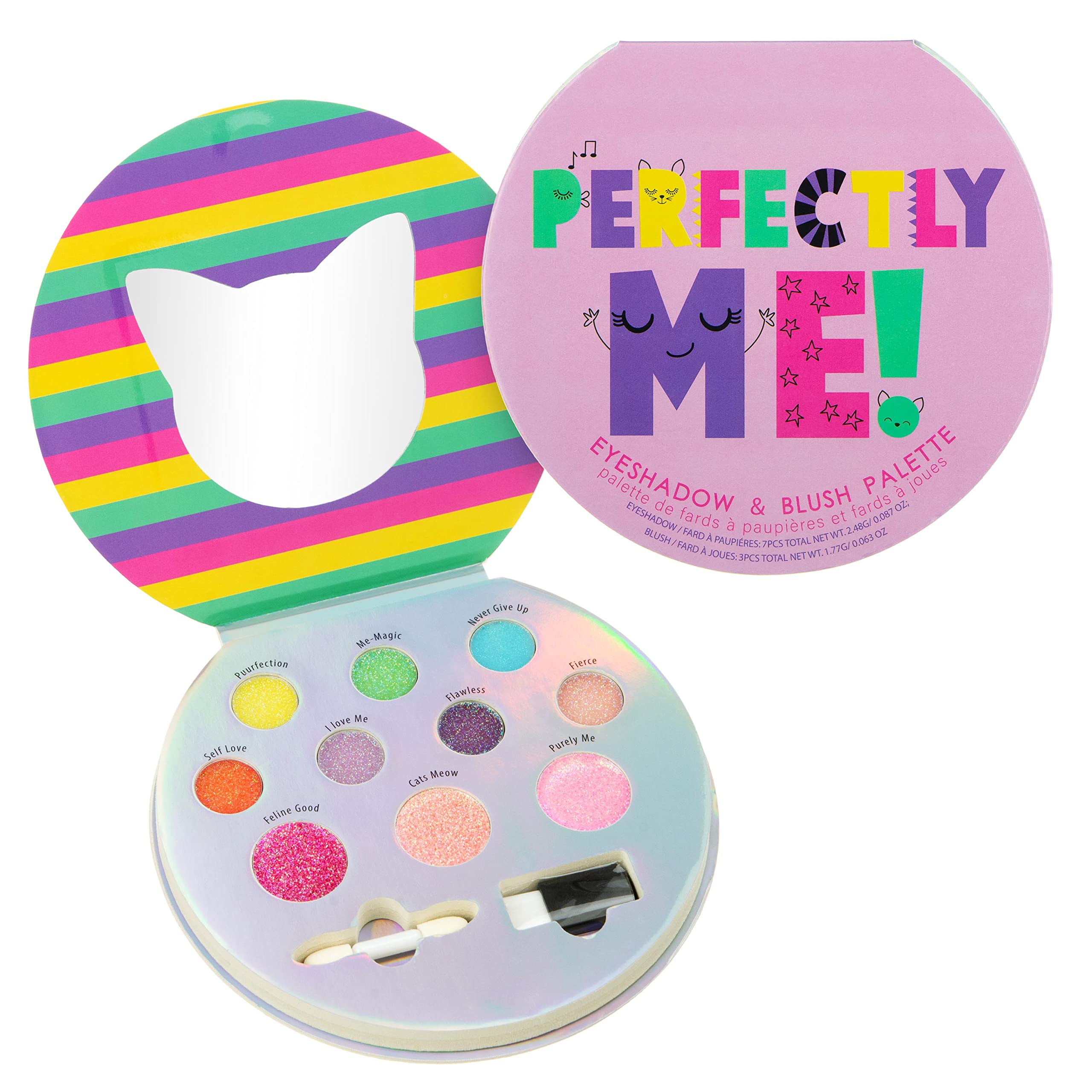 Expressions Perfectly Me Glisten & Glitter Makeup Palette 10 Color Eyeshadow Palette & Blush Makeup Novelty Beauty Set, Fold Out