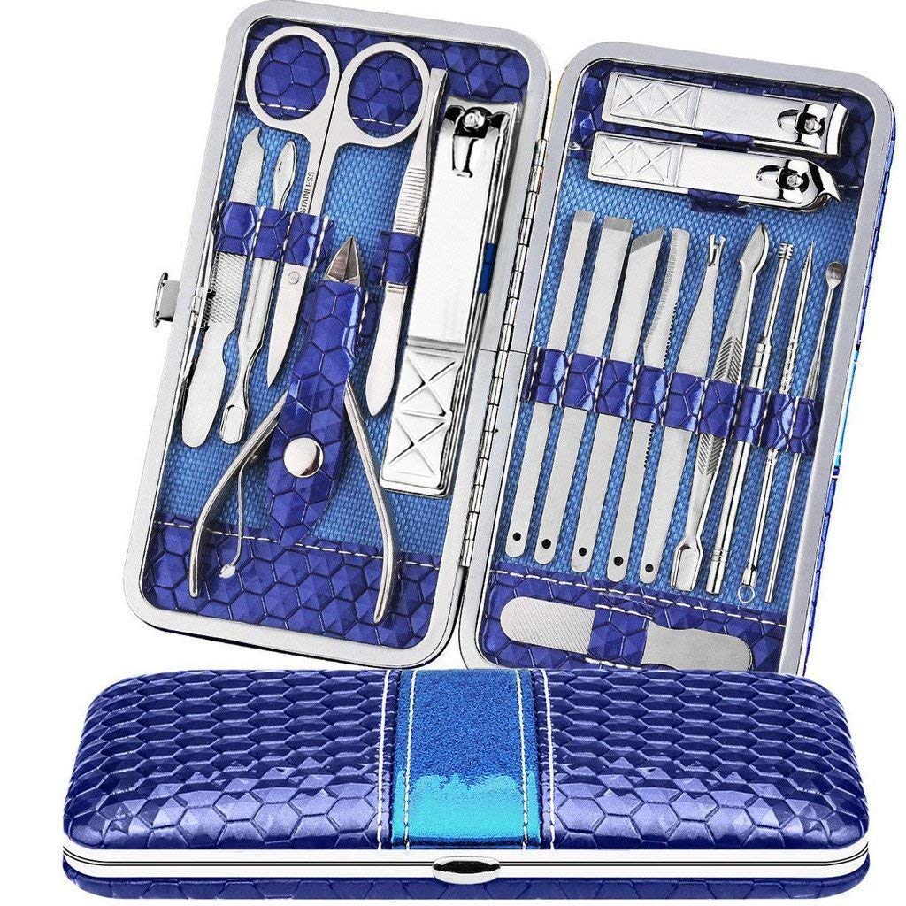 Teamkio 18PCS Blackhead Remover Comedone Extractor Tweezers Manicure Nail Clippers Kit, for Nial Cutter Acne Pimple Blemish Remo
