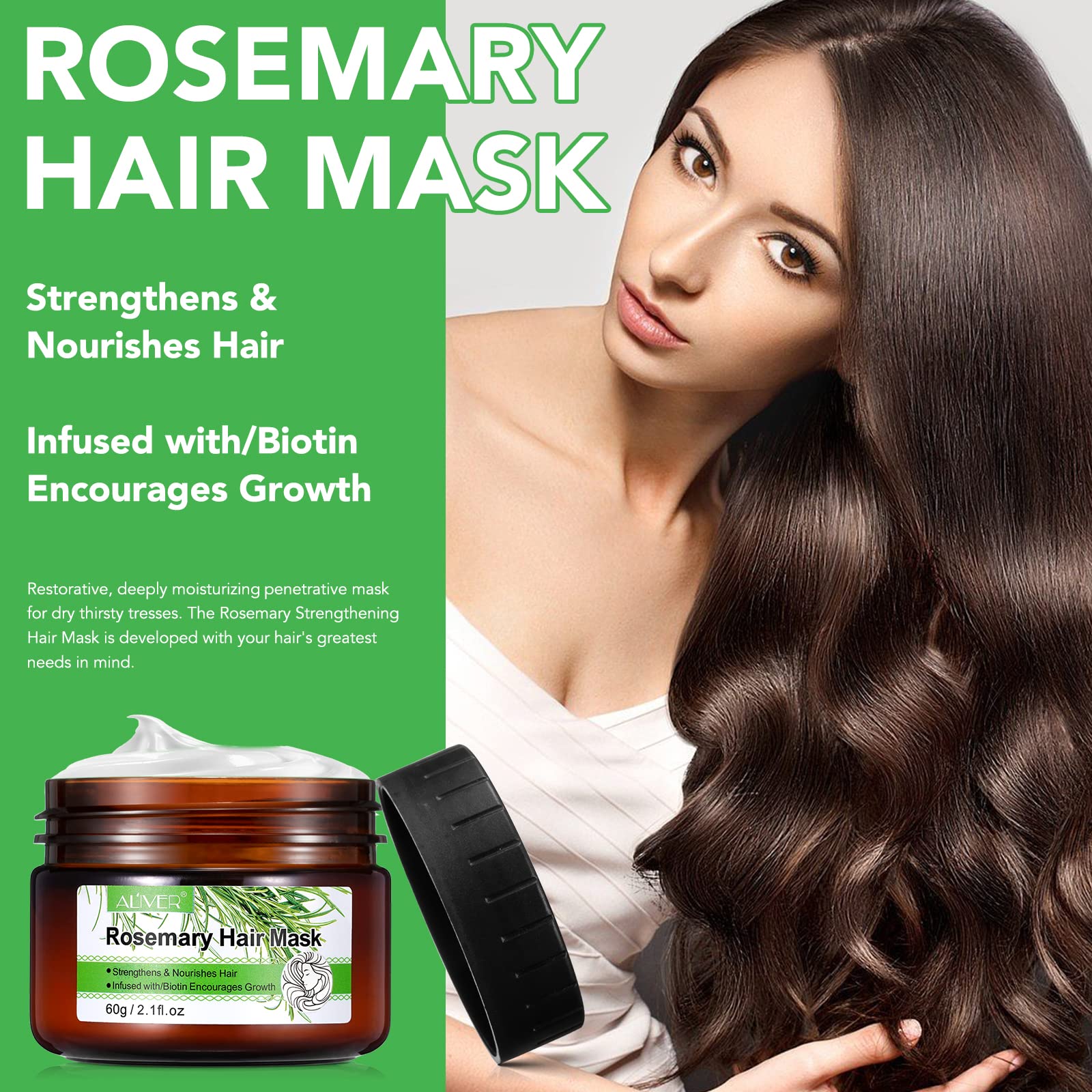 Nifeishi Organics Rosemary Hair Masque, Hair Treatment Oil, Repairs Damage Hair Root, Essential Oil & Biotin Deep Treatment, Dee