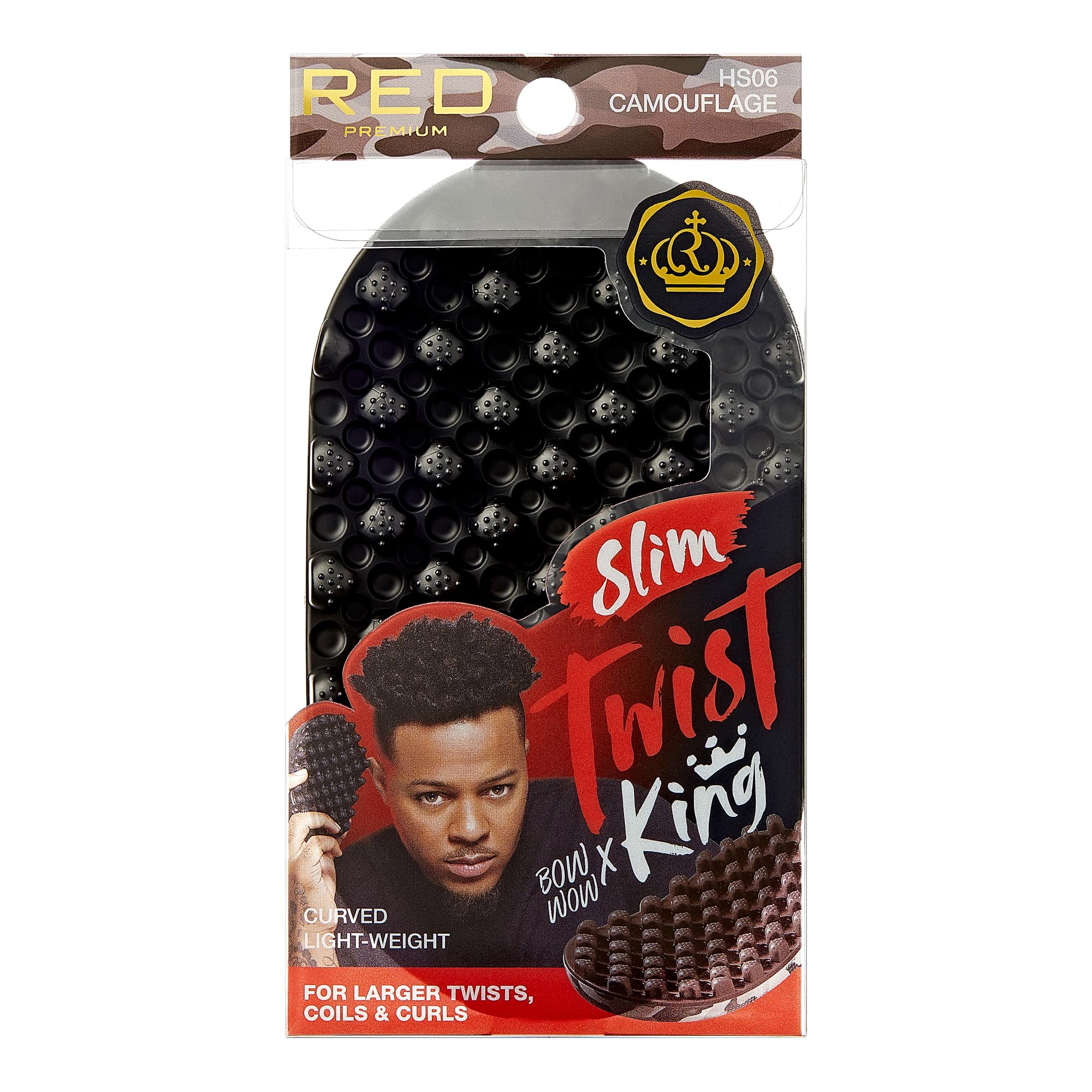 Red by Kiss Bow Wow X Twist King Luxury Twist Styler Washable and Durable Twist Brush for Afro Curl- Slim and Light (Camouflage)