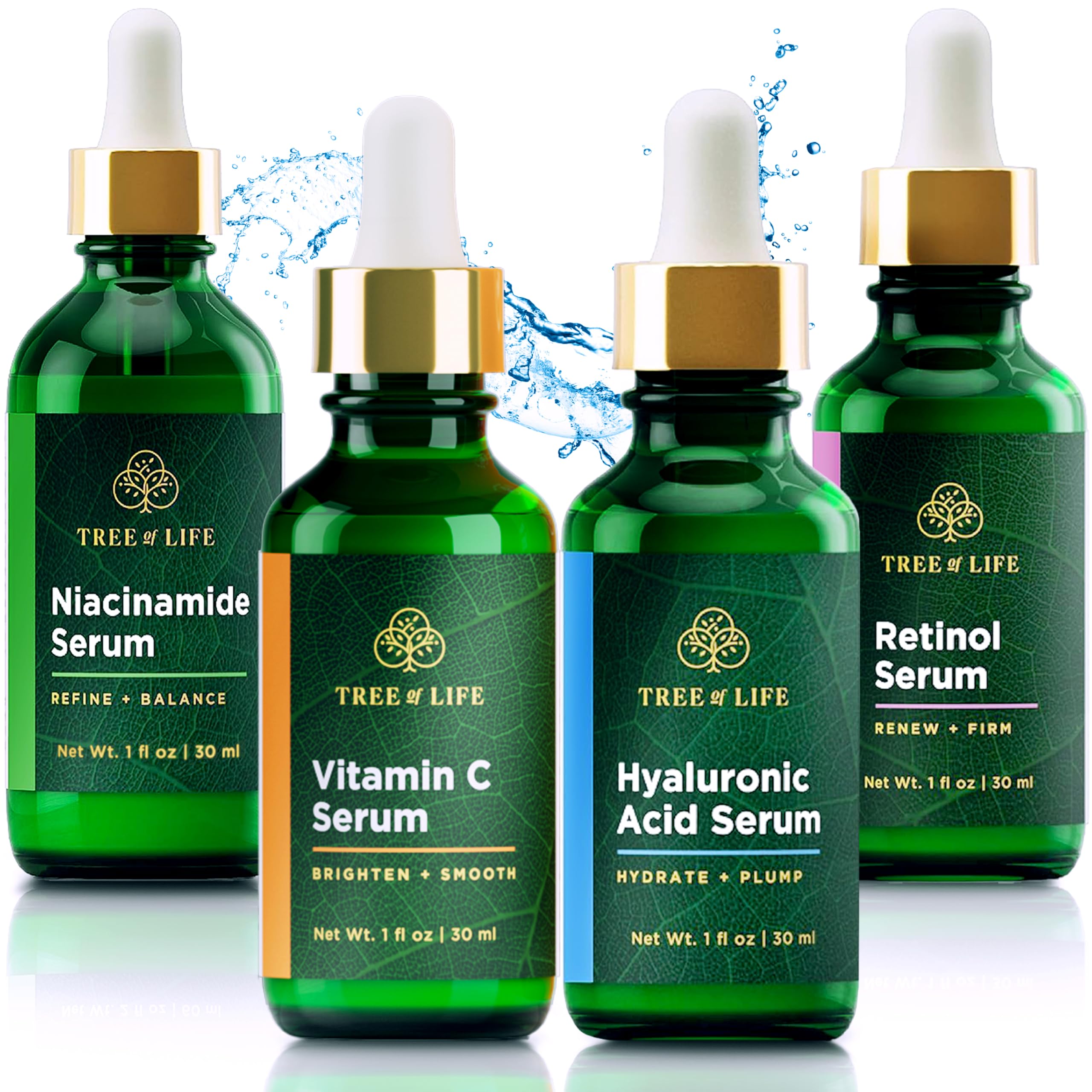 Tree of Life Beauty Facial Skin Care Set, Brightening, Firming, Hydrating, Dry Face, Dermatologist Tested - Niacinamide + Vitami