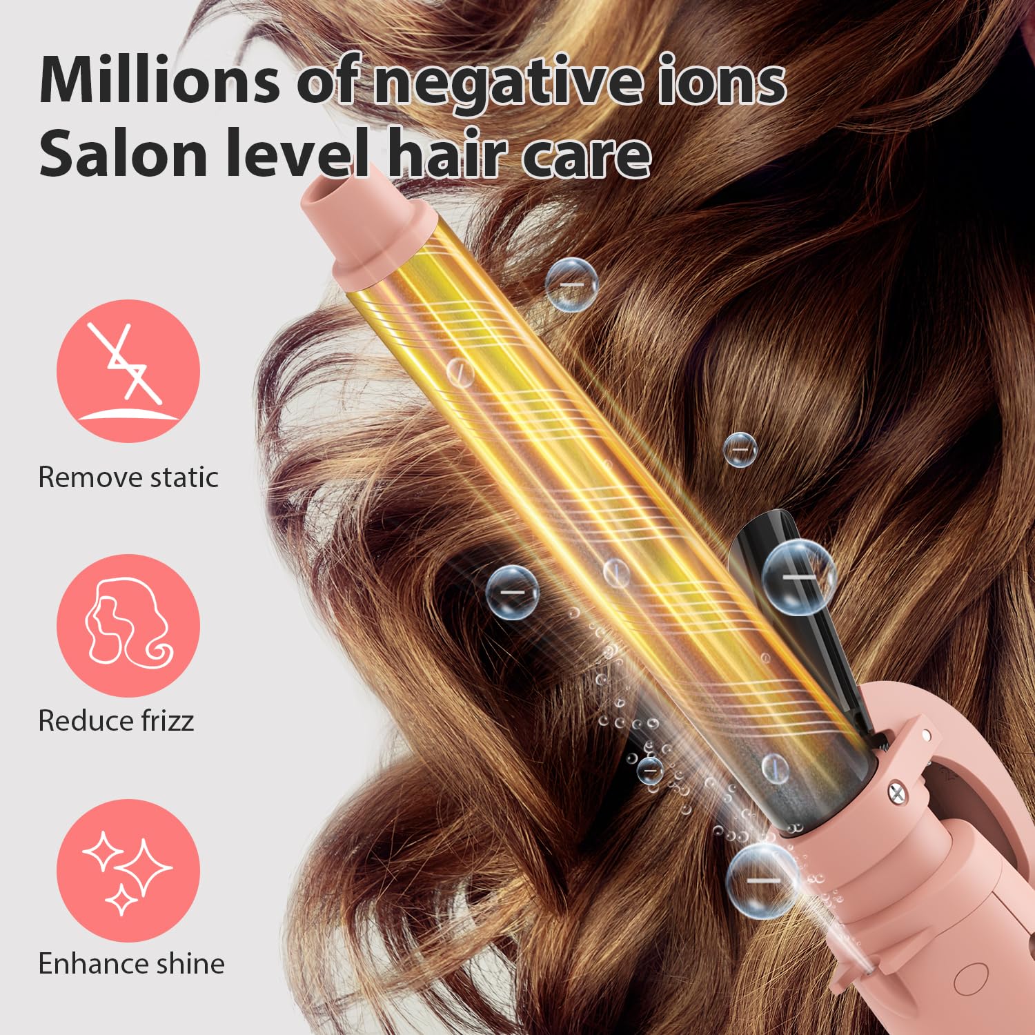 MiroPure Automatic Curling Iron, 1 Inch Ionic Hair Curler, Self Rotating Curling Wand with Longer Barrel for Waves and Curls, Un