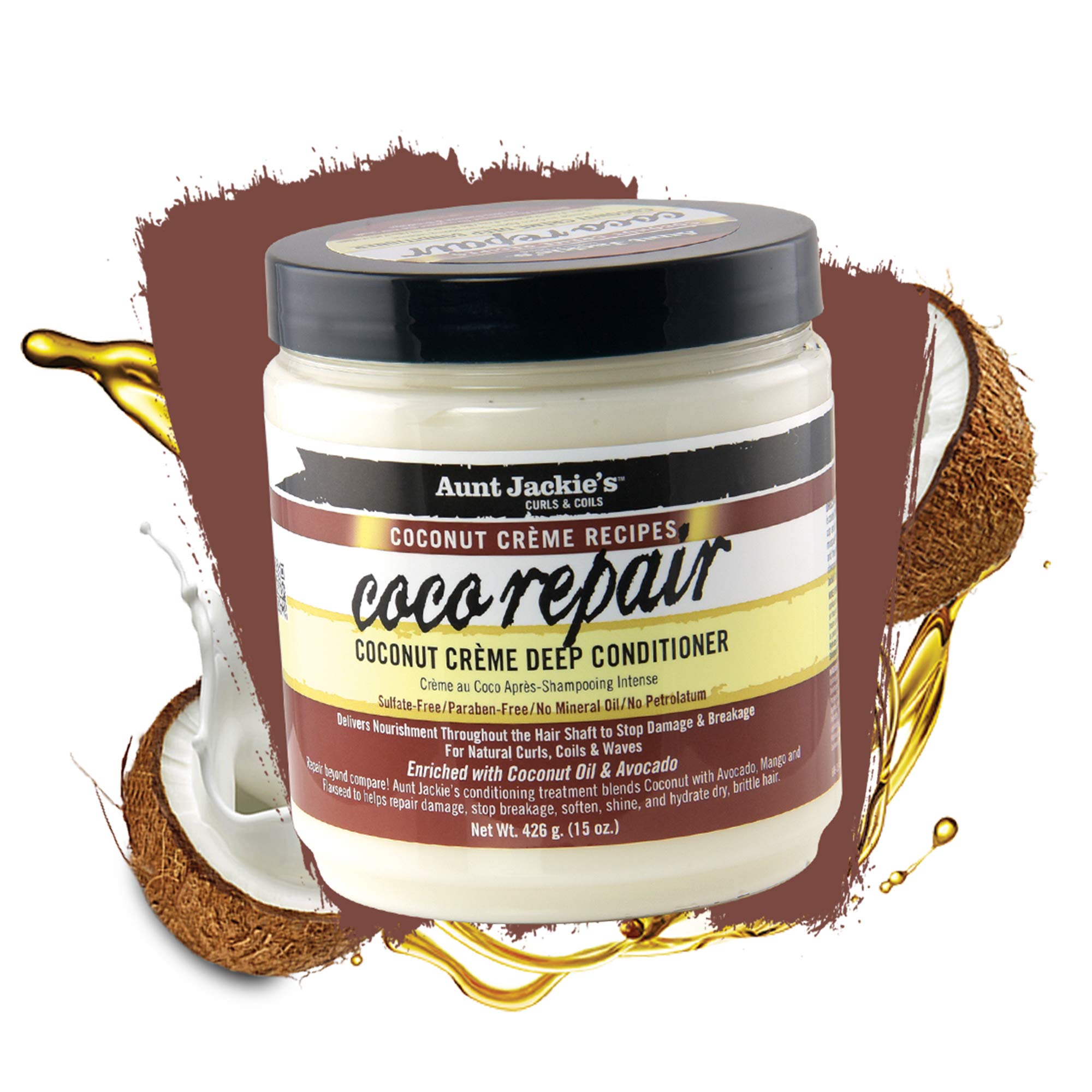 Aunt Jackie'S Coconut Crme Recipes Coco Repair Deep Hair Conditioner, Delivers Nourishment, Stops Damage, Breakage For Natural C