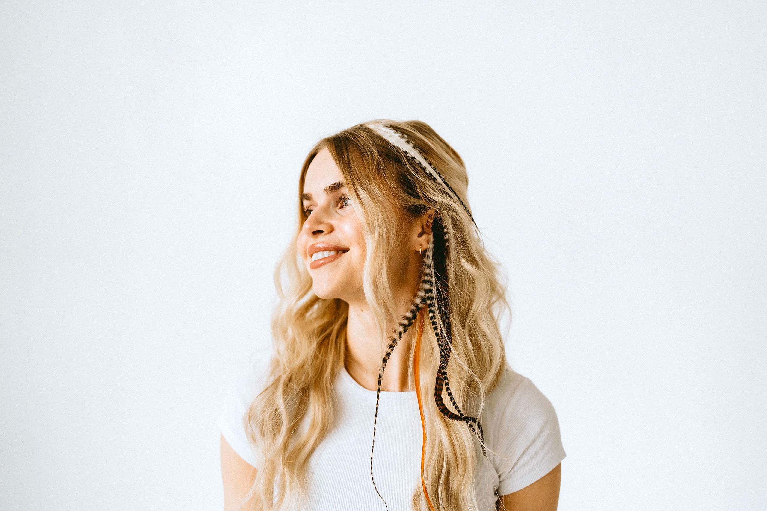 15 Natural Fluffy Color Hair Feathers - 7   - 12    Long - Natural Fluffy Hair Extension, Feather Hair Extension DIY Kit - Eye-C