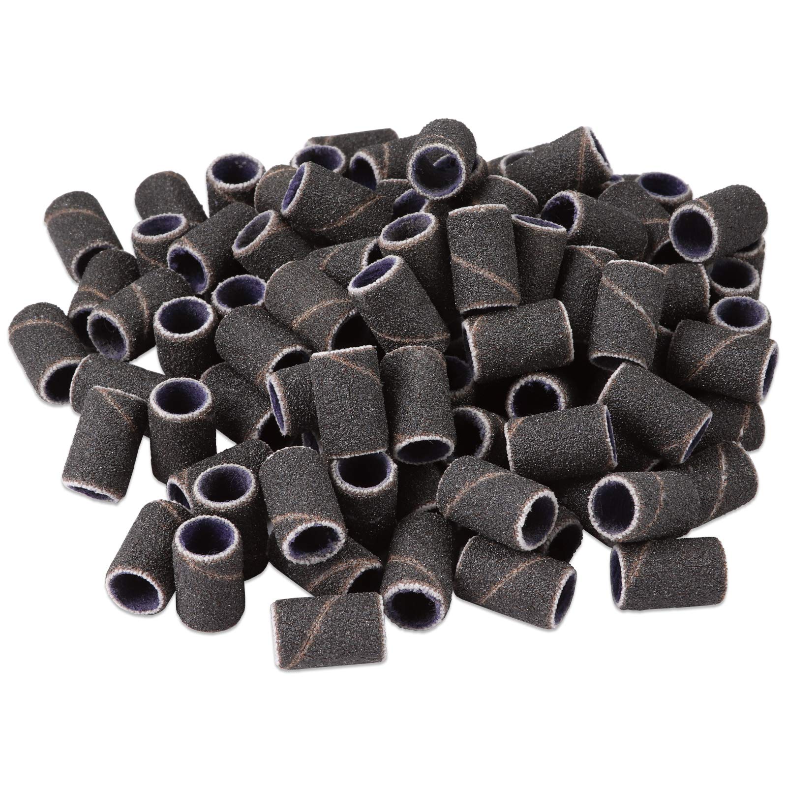 100 Pcs Large Black Nail Drill Bits Sanding Bands For Nail Drill 120 Coarse Grit - Nail File For Acrylic Nail Gel Manicures Pedi