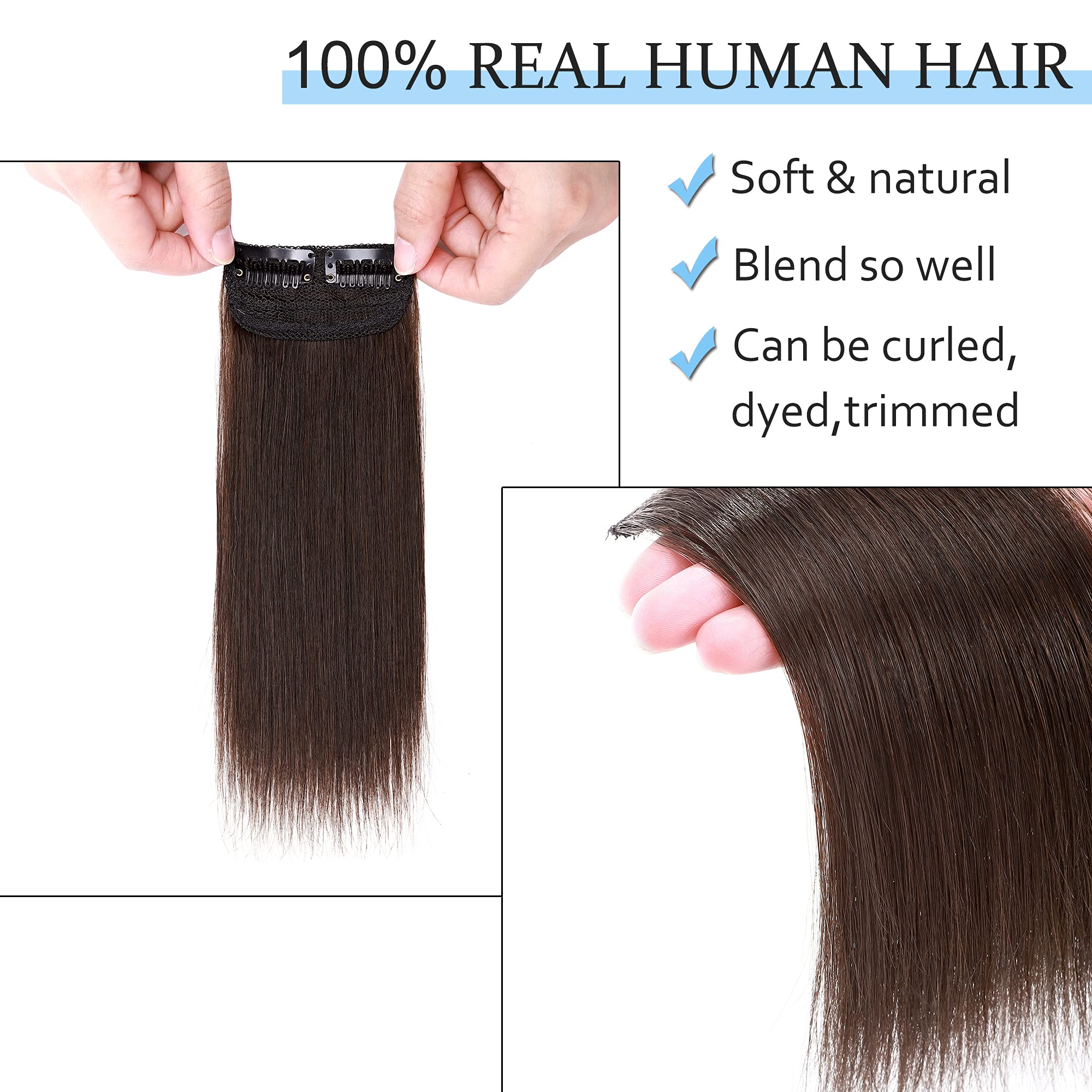 SEGO Clip-in Hair Extensions Real Human Hair Short 10 Inch Volumizer - Light Brown 15g 1pc
