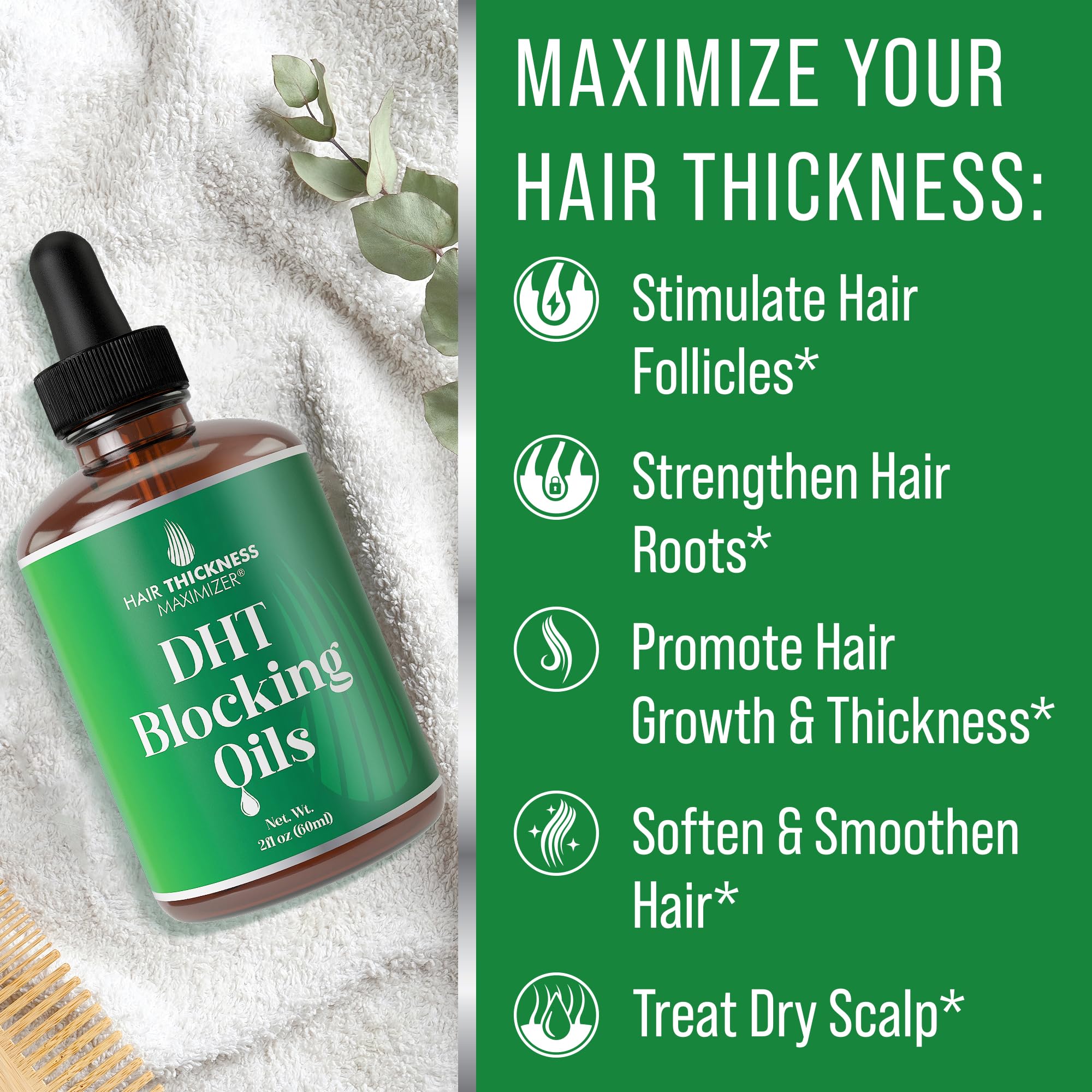 DHT Blocker For Women, Men. Vegan Thickening, Moisturizing, Strengthening DHT Blocking Serum. Topical Scalp Oil Treatment For We