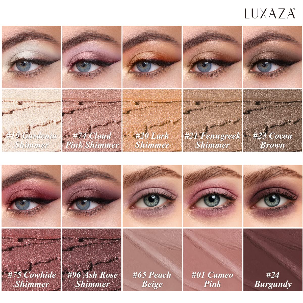 Luxaza 10Pcs Eyeshadow Stick,Shimmer And Matte Brown Metallic Eye Shadow Sticks Set,Cream Eyeshadow Pencil Crayon With Smudge-Pr
