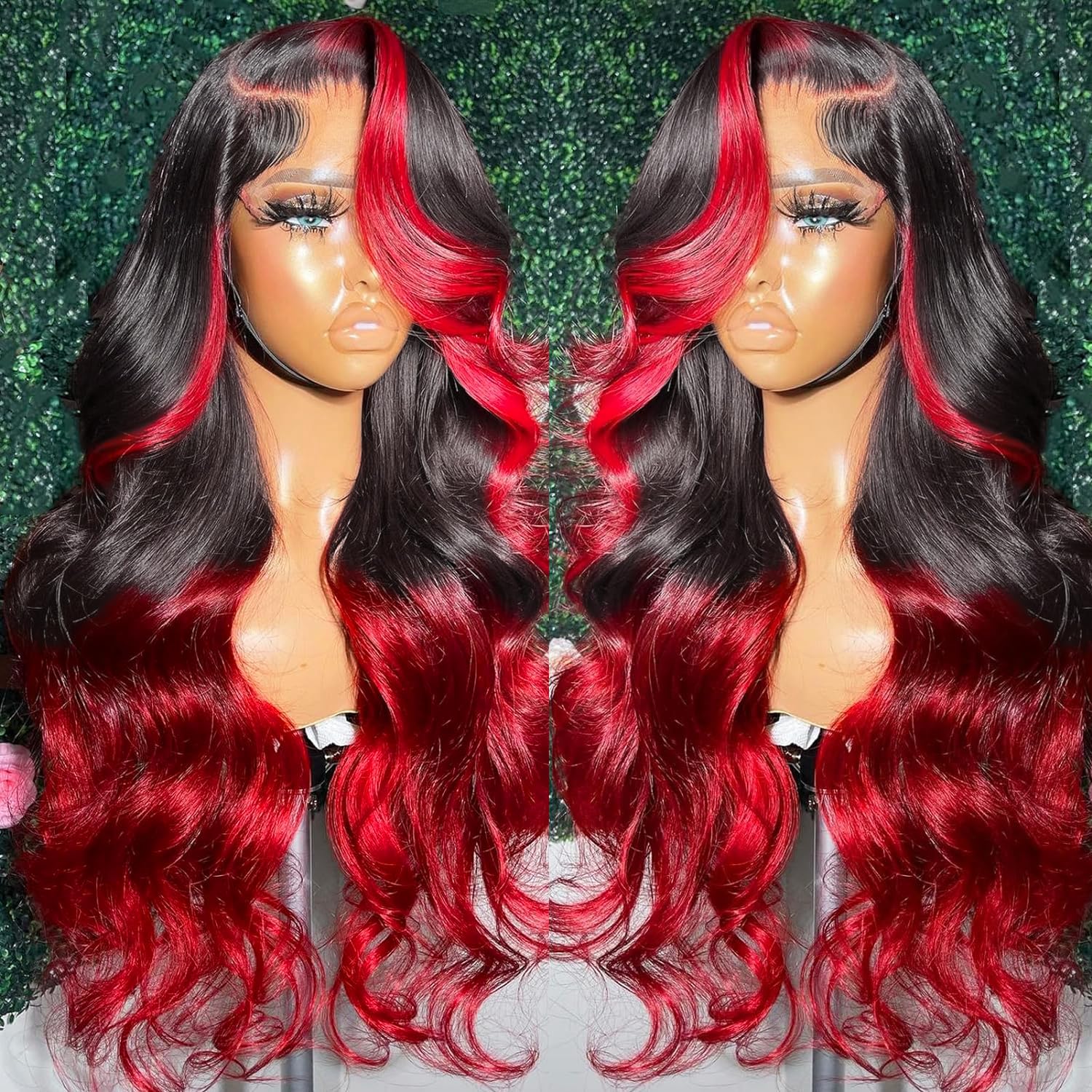 Goldfinch Ombre Red Human Hair Wigs Hd Lace Front Wigs Body Wave 180% Density Glueless Wigs Human Hair Pre Plucked Hot Red Highl