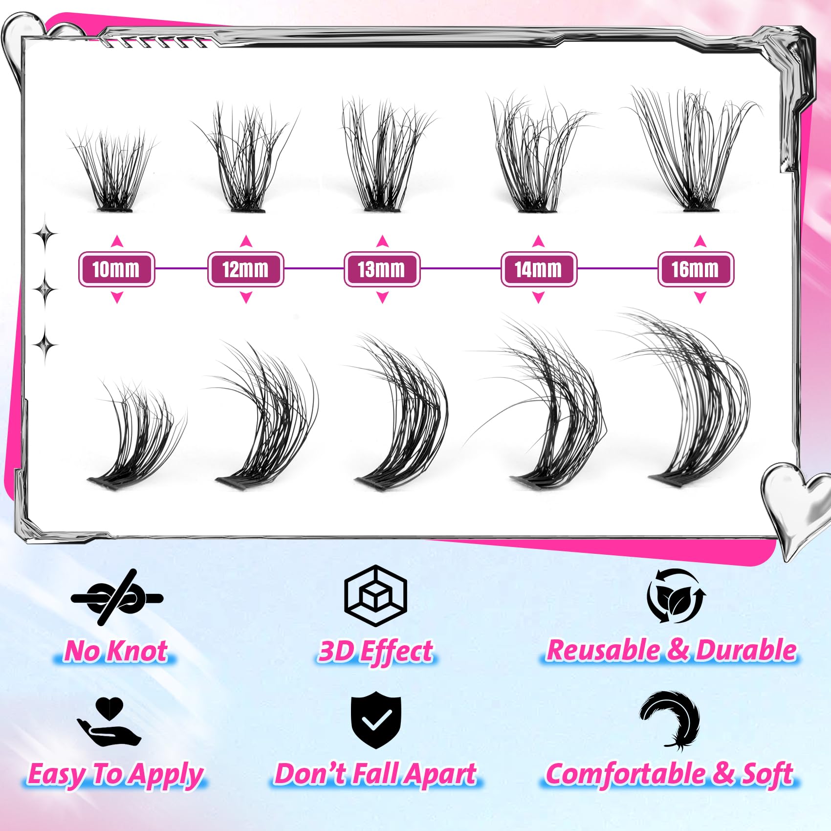 Lash Clusters 330Pcs Cluster Eyelash Extensions 40D Individual Lashes Fluffy D Curl Lash Clusters Extension Diy Wispy Volume Fal