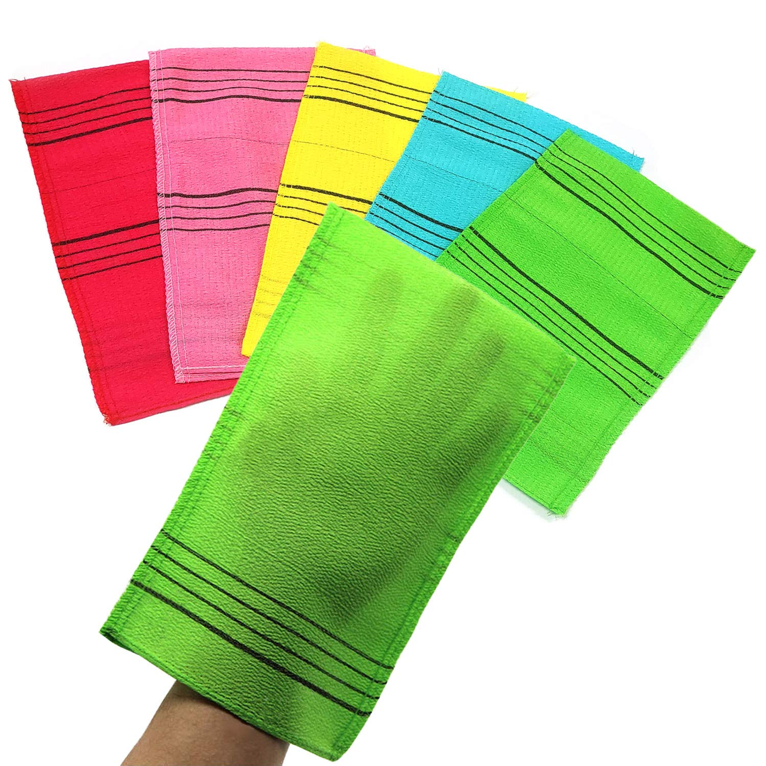 Nepure Korean Exfoliating Mitt, Large Size, 5 Colors, Back And Body Exfoliating Washcloth For Removing Dry, Reusable (Yellow, 10