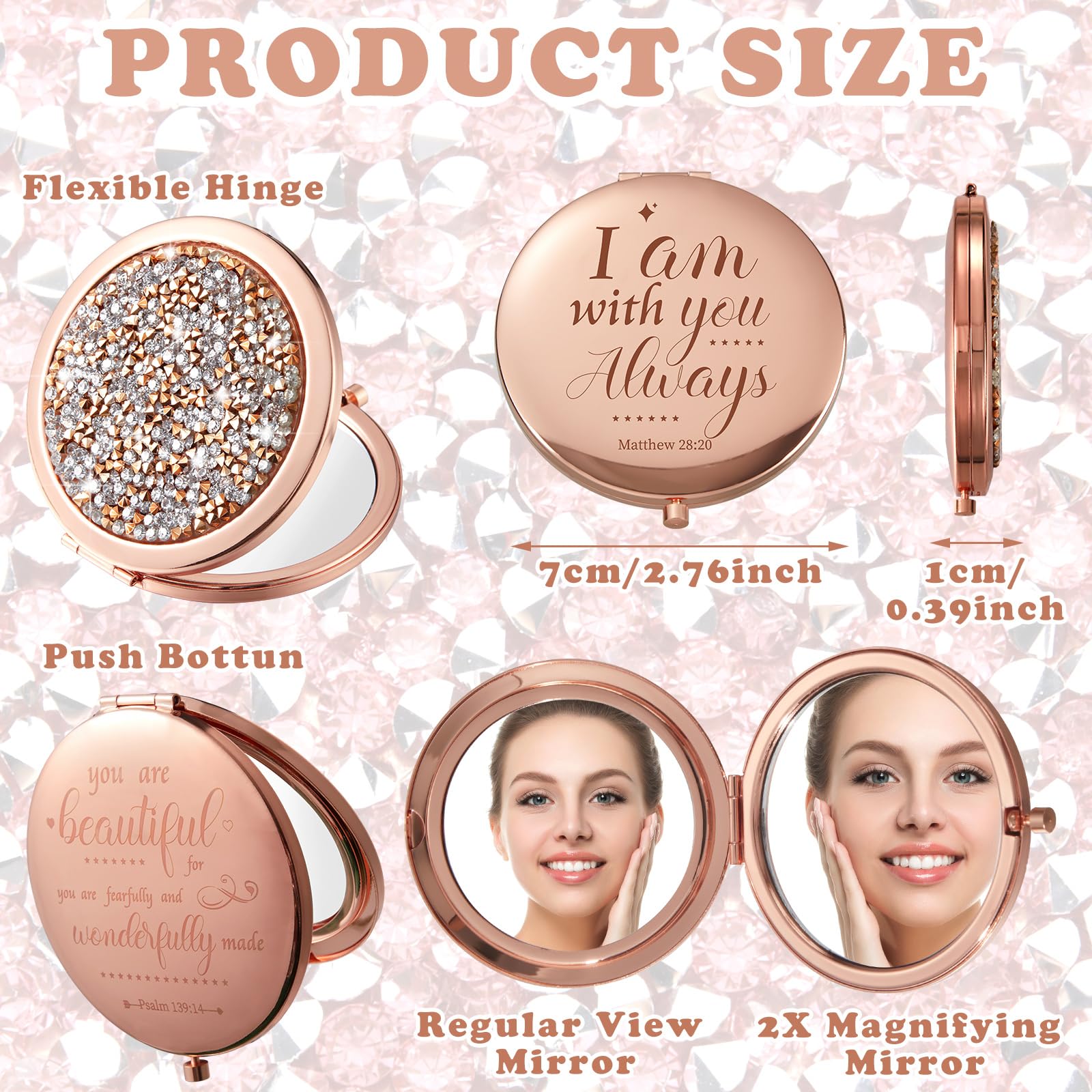 Thyle 12 Pcs Christian Gifts For Women Bible Verse Compact Makeup Mirror Compact Mirrors Inspirational Birthday Gifts Religious