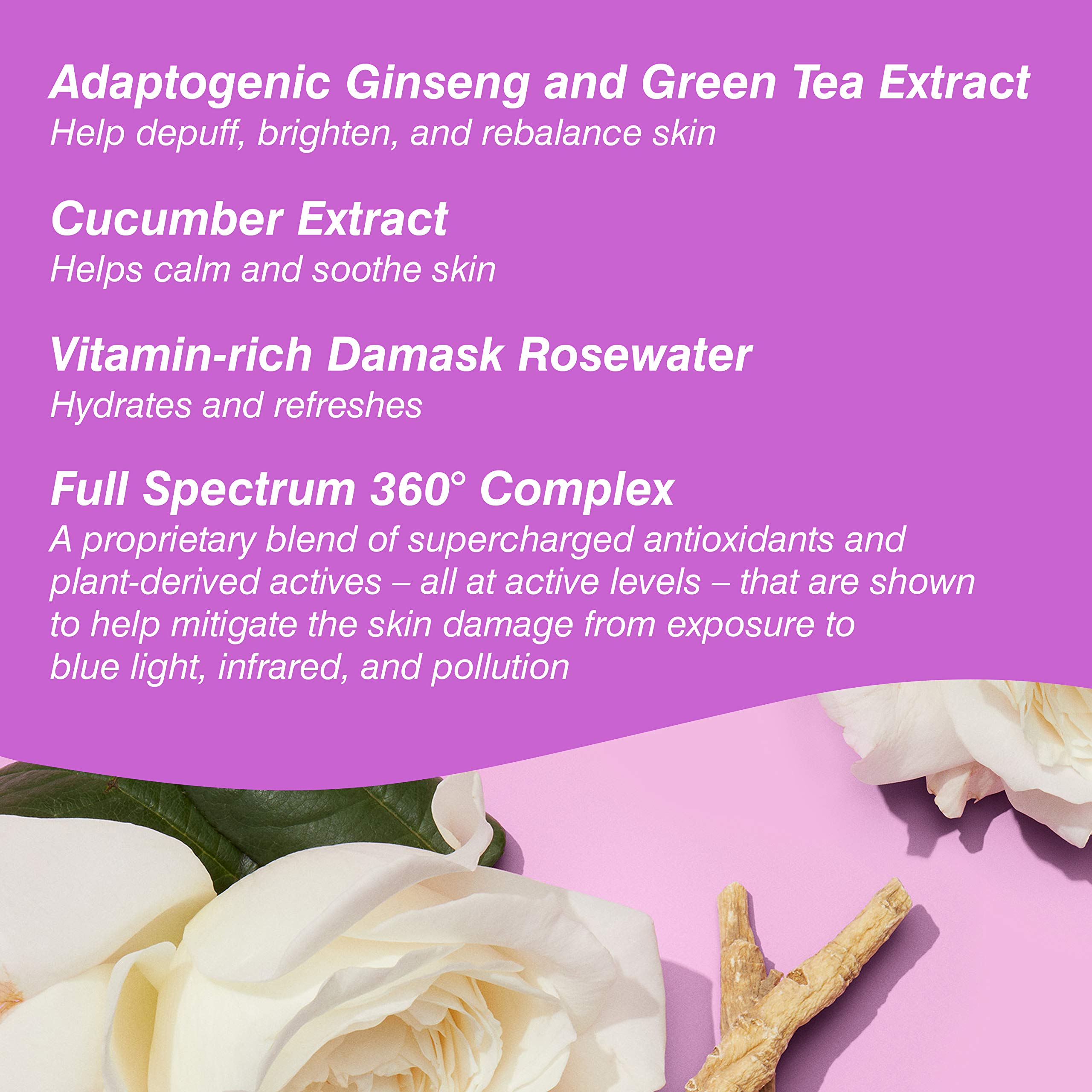 COOLA Organic Rewakening Rosewater Mist Face Spray, Dermatologist Tested Skin Barrier Protection with Ginseng & Green Tea Extrac