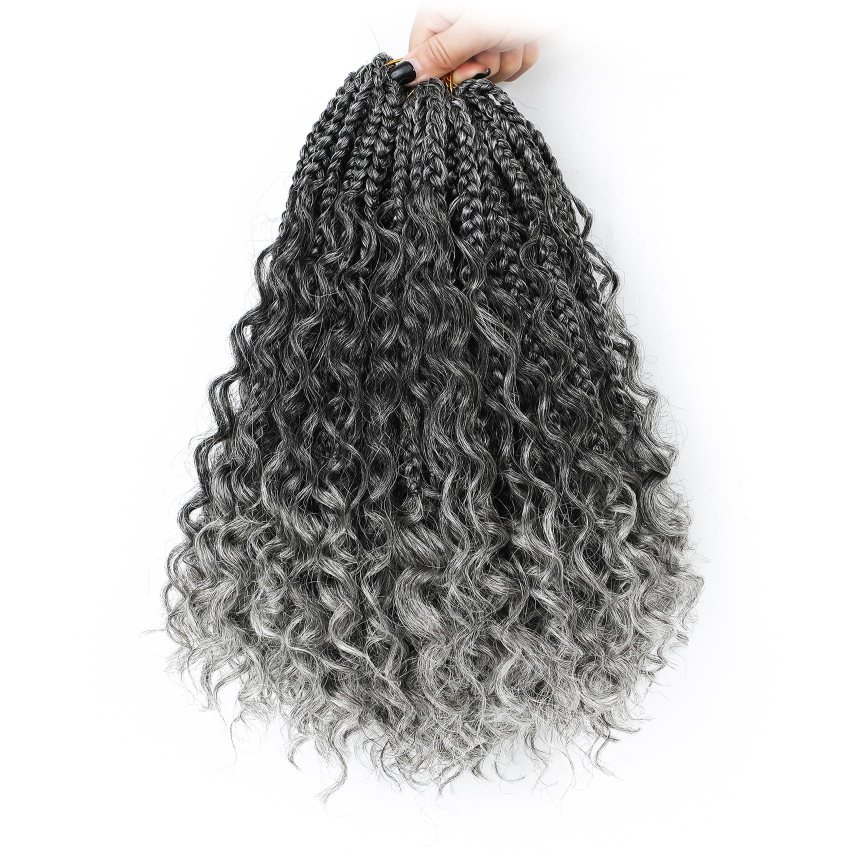 Karida 9 Packs Goddess Box Braids Crochet Hair 14 inch, Crochet Braids With Curly Ends, Pre-Looped Crochet Box Braids, Boho Box 