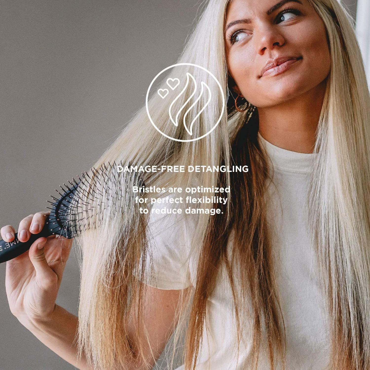 Gimme Beauty - Thick Hair Brush - Damage-Free Detangling Hair Brush with Anti-Static & Heat Resistant Nylon Bristles - Paddle Br