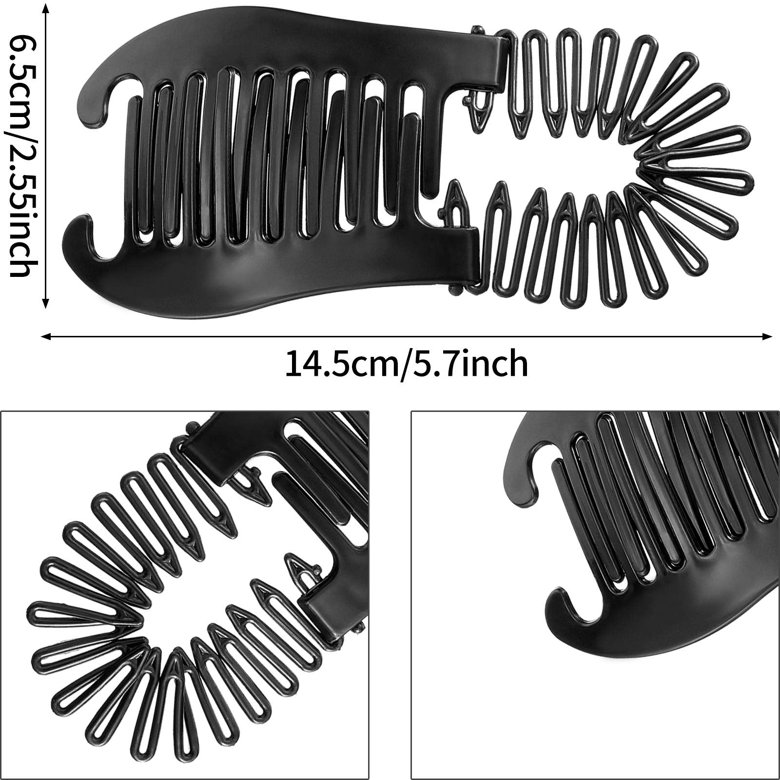 12 Pieces Banana Clips Hair for Thick Hair Flexible Interlocking Banana Clips Plastic Banana Hair Combs Two Sides Hair Combs Elo