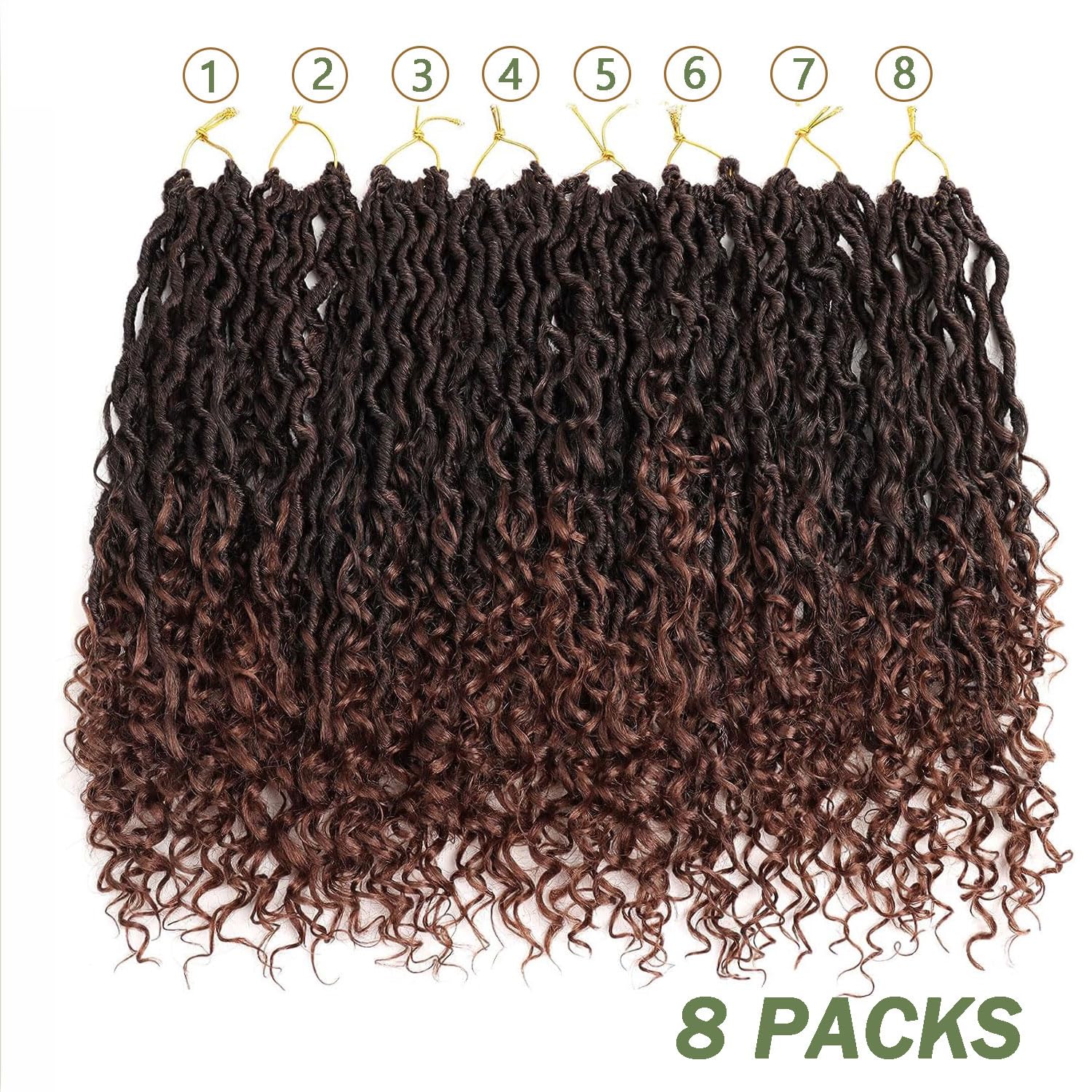 Lmzim 14 Inch Goddess Locs Crochet Hair 8 Packs Boho Locs Crochet Braids,Hippie Locs Crochet Hair For Black Women Faux Locs Croc