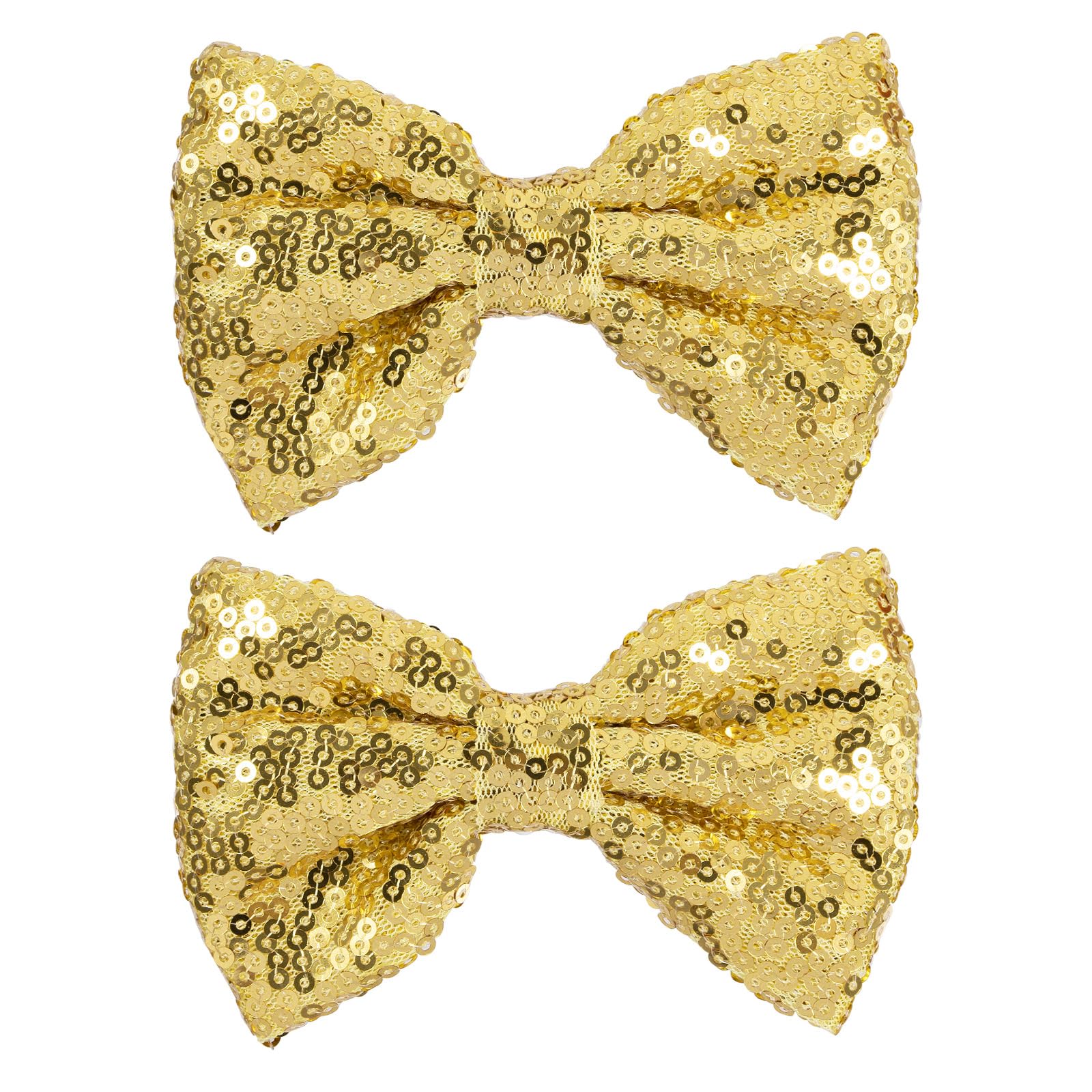 4'' Gold Sparkly Glitter Sequin Hair Bows Clips for Toddler Girls Valentines Christmas Birthday Gift Party Dress Outfit Decor Ac