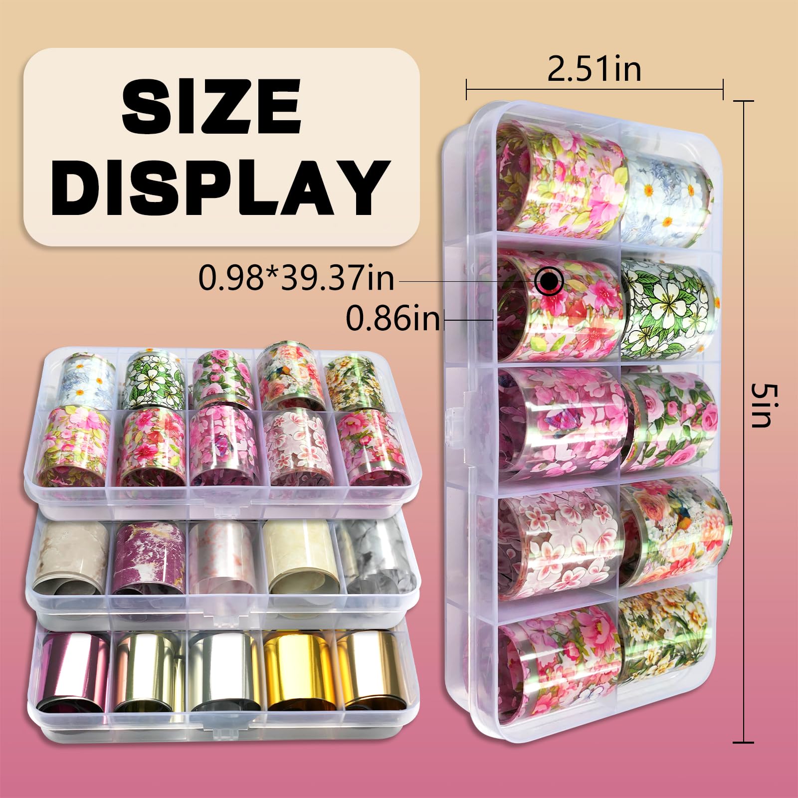 Loveourhome 30 Sheet Metallic Nail Foils Sticker Marble Transfer Nail Foil Sticker Decals Flower Transfer Foil Stickers Wrap Gol