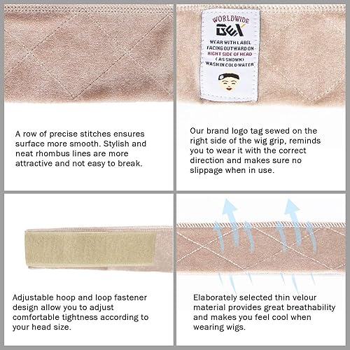 Gex Wig Grip Band Flexible Velvet Scarf Head Hair Band Wig Band With Adjustable Fastern (Beige)