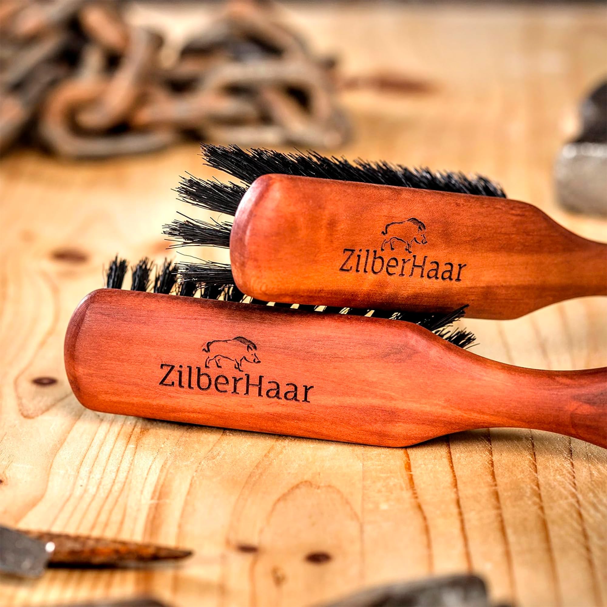 ZilberHaar Regular Beard Brush - Soft Boar Bristles - Beard grooming brush for men - Straightens and Promotes beard growth - Wor