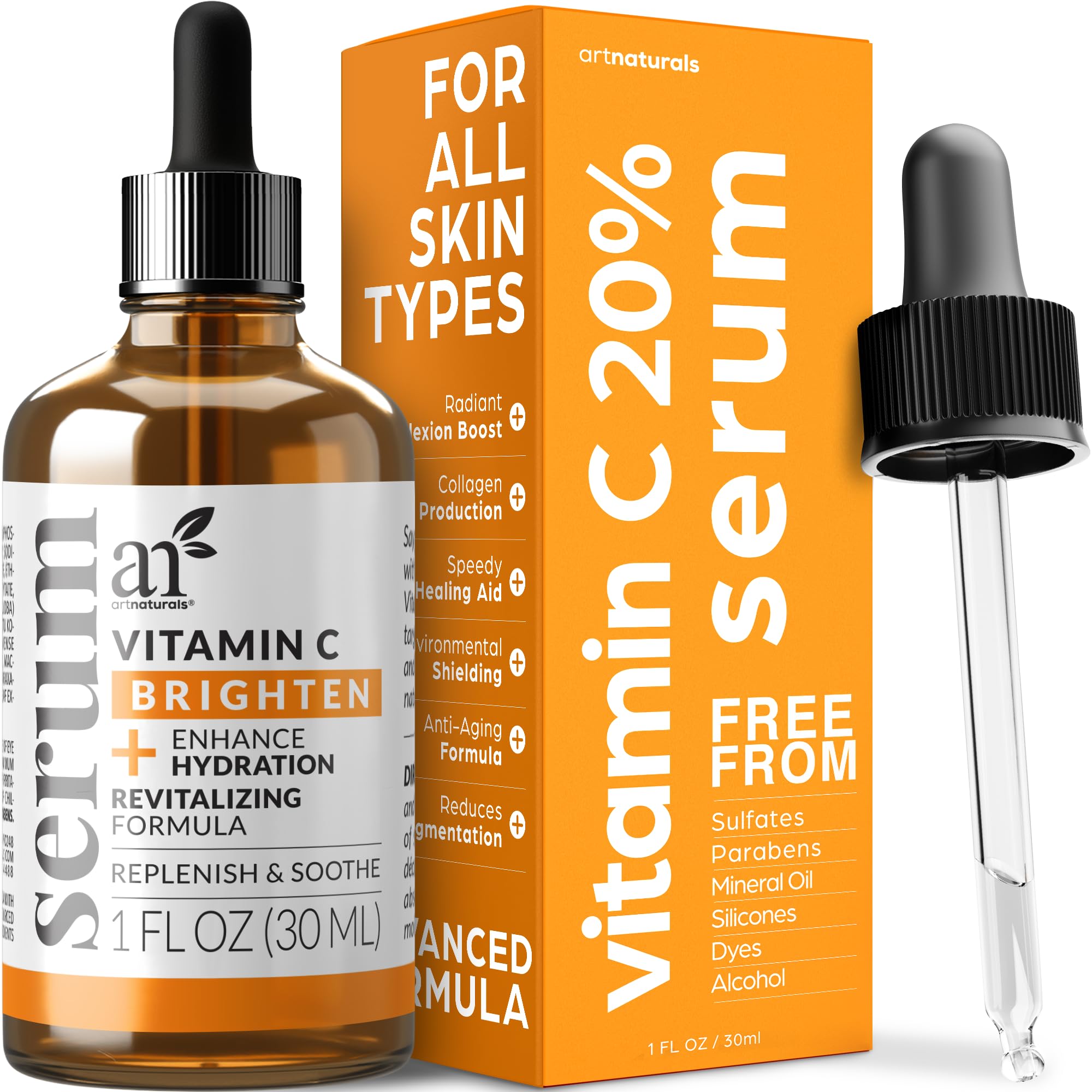 artnaturals Anti-Aging Vitamin C Serum - (1 Fl Oz / 30ml) - with Hyaluronic Acid and Vit E - Wrinkle Repairs Dark Circles, Fades