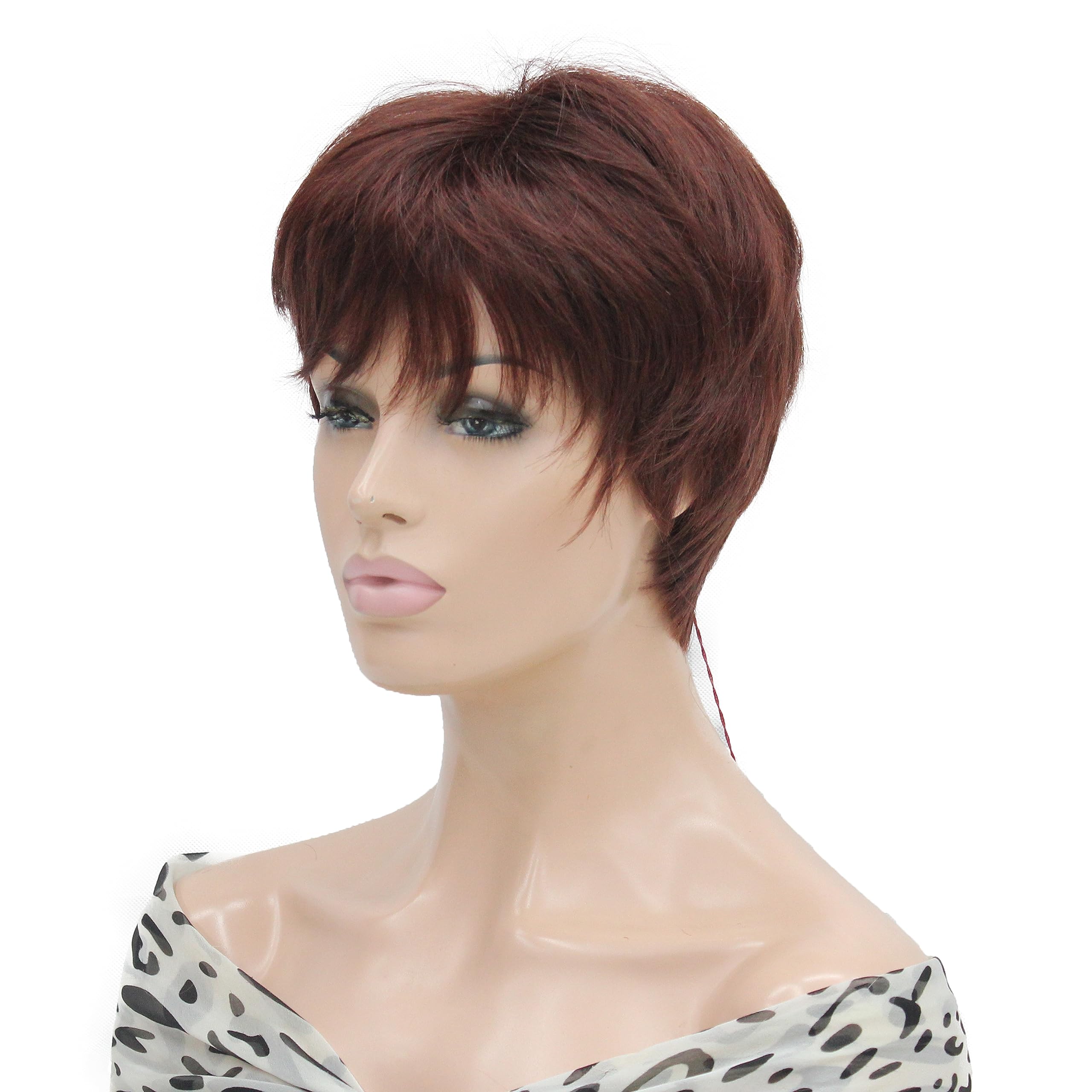 Lydell 6-8'' Short Layered Shaggy Heat Resistant Synthetic Wigs 33A Dark Auburn